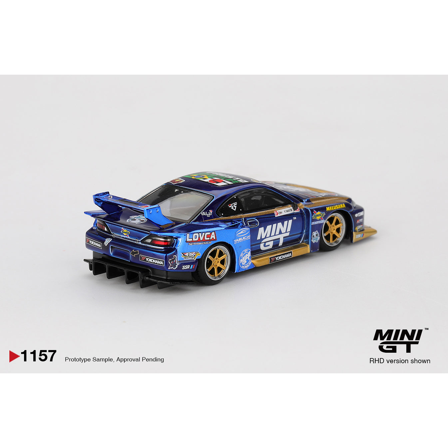 (PREVENTA) Mini GT 1:64 Nissan LB-Super Silhouette S15 SILVIA #555 Team MINI GT Liberty Walk 2025 Formula Drift – Chrome Blue