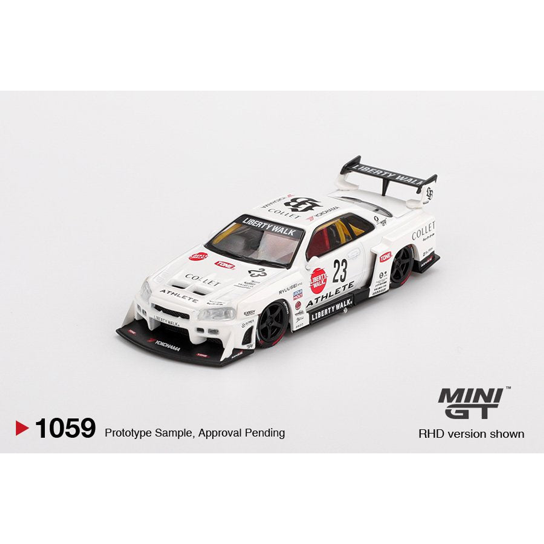 Mini GT 1:64 Nissan LB-ER34 Super Silhouette ATHLETE/COLLET – White.