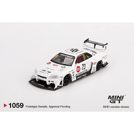 Mini GT 1:64 Nissan LB-ER34 Super Silhouette ATHLETE/COLLET – White.