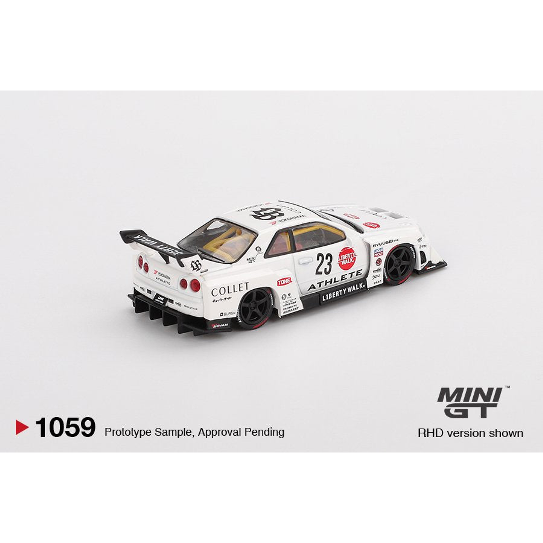 Mini GT 1:64 Nissan LB-ER34 Super Silhouette ATHLETE/COLLET – White.