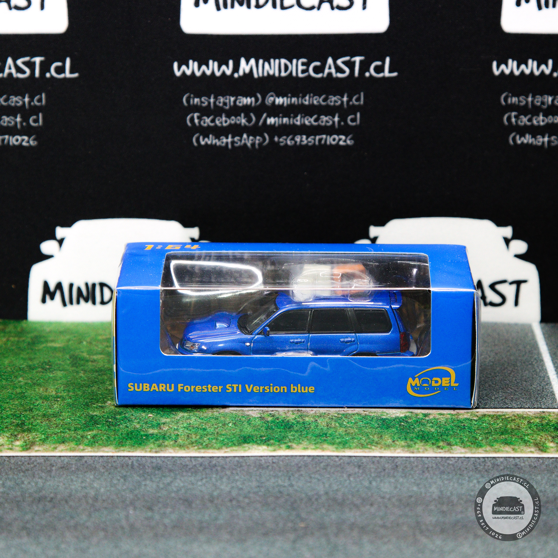 Model Model 1:64 Subaru Forester SG9 Sti blue.