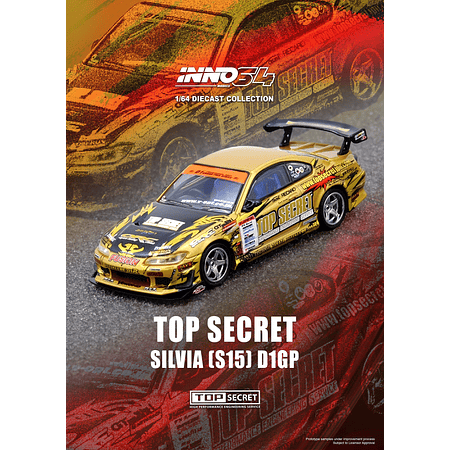 (PREVENTA) Inno64 1:64 TOP SECRET Nissan Silvia (S15) Gold D1 Grand Prix Series Champion 2004