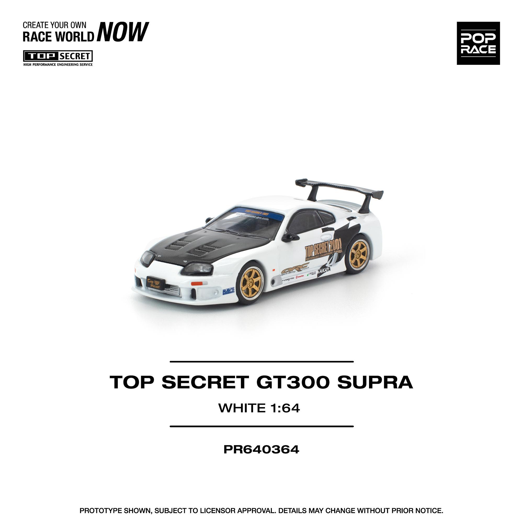 (PREVENTA) Pop Race 1:64 Toyota Supra Top Secret GT300 white