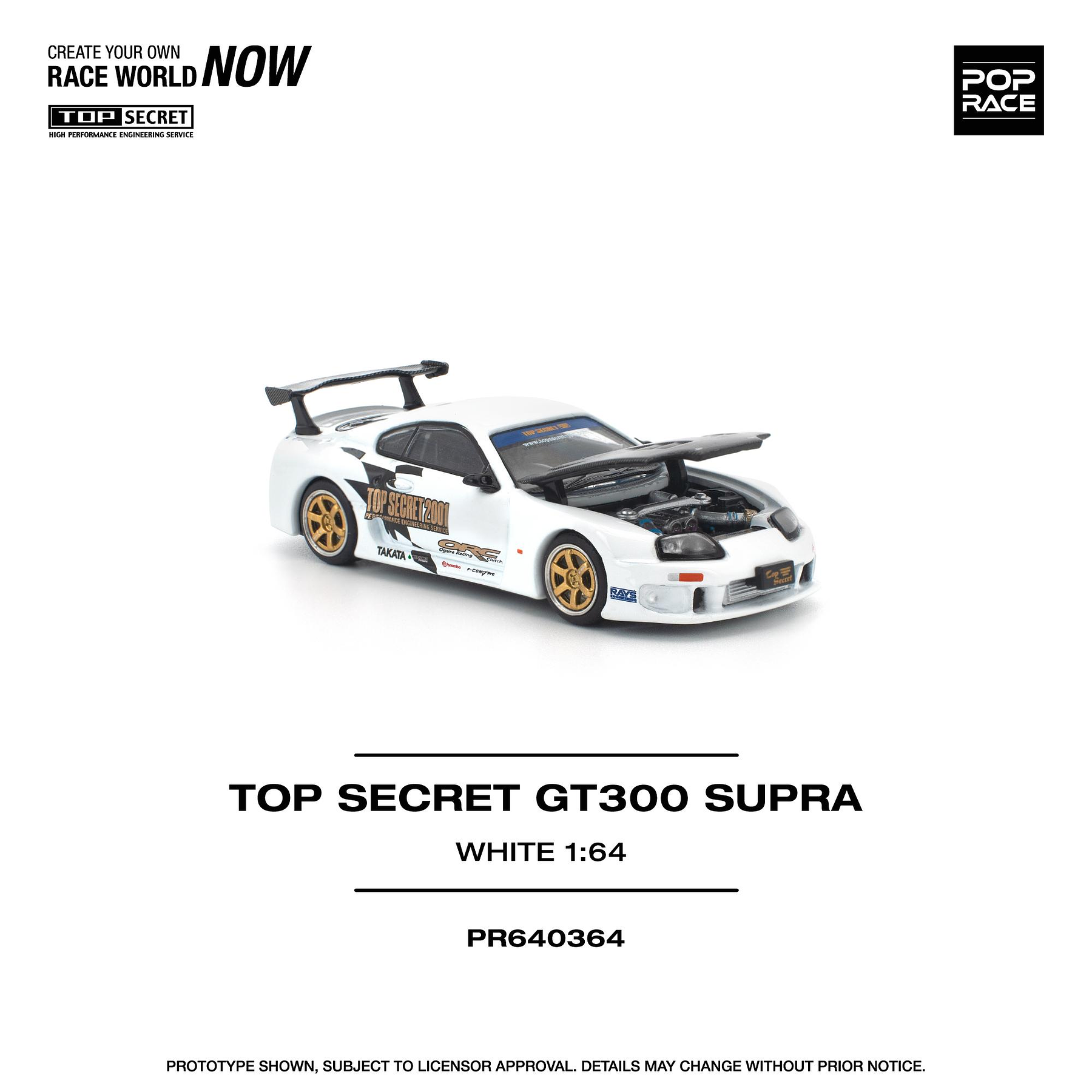 (PREVENTA) Pop Race 1:64 Toyota Supra Top Secret GT300 white