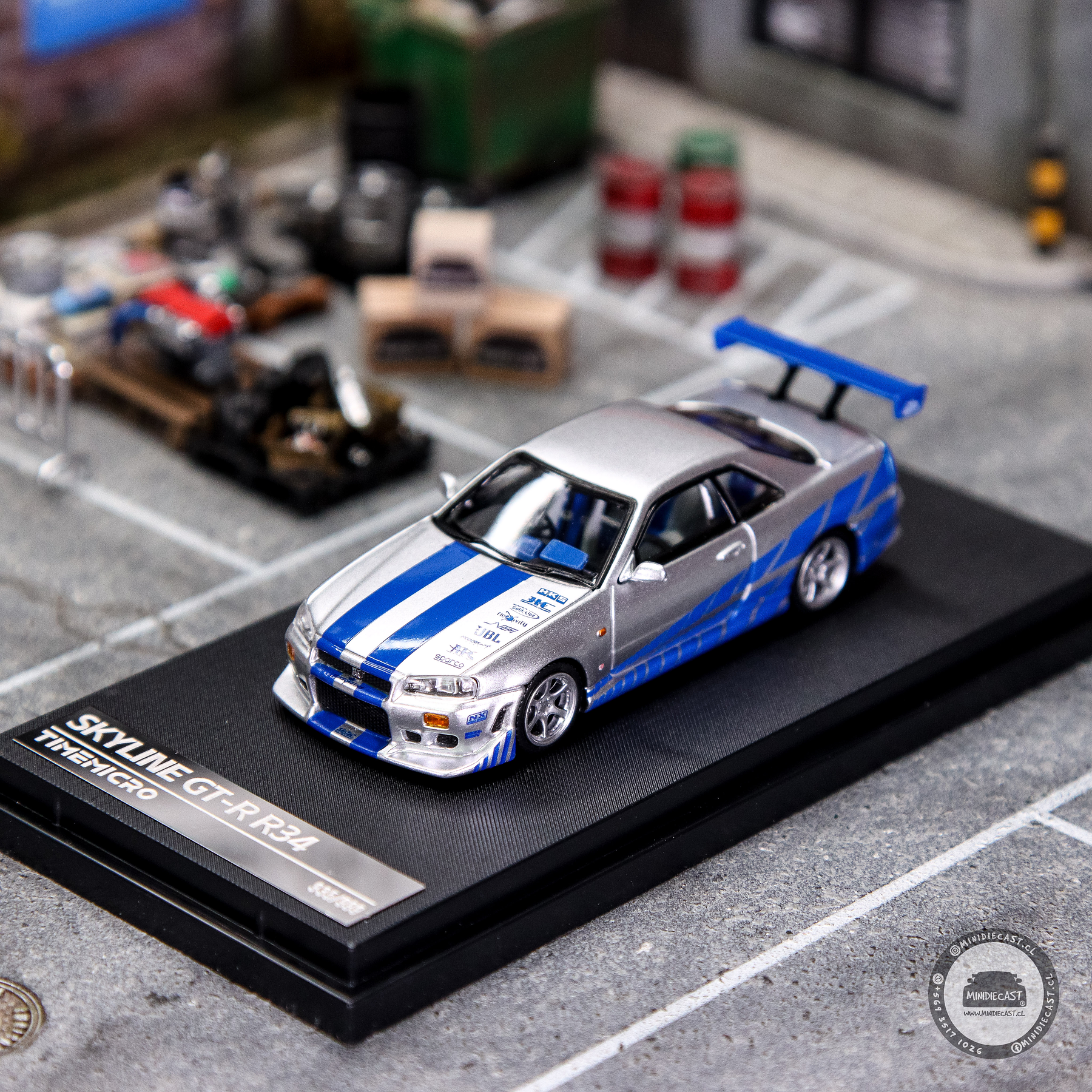 Time Micro 1:64 Skyline GTR R34 Silver blue.