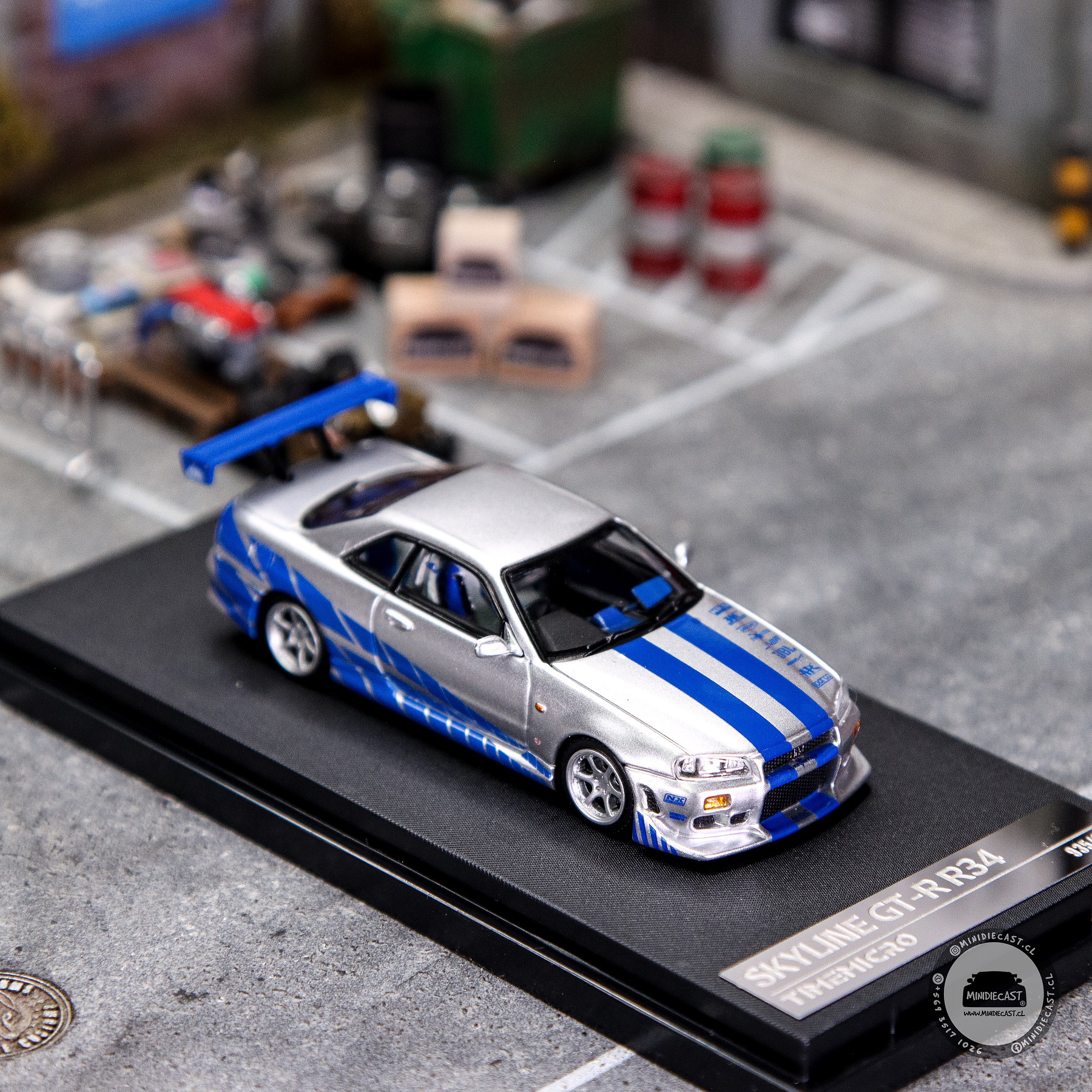 Time Micro 1:64 Skyline GTR R34 Silver blue.