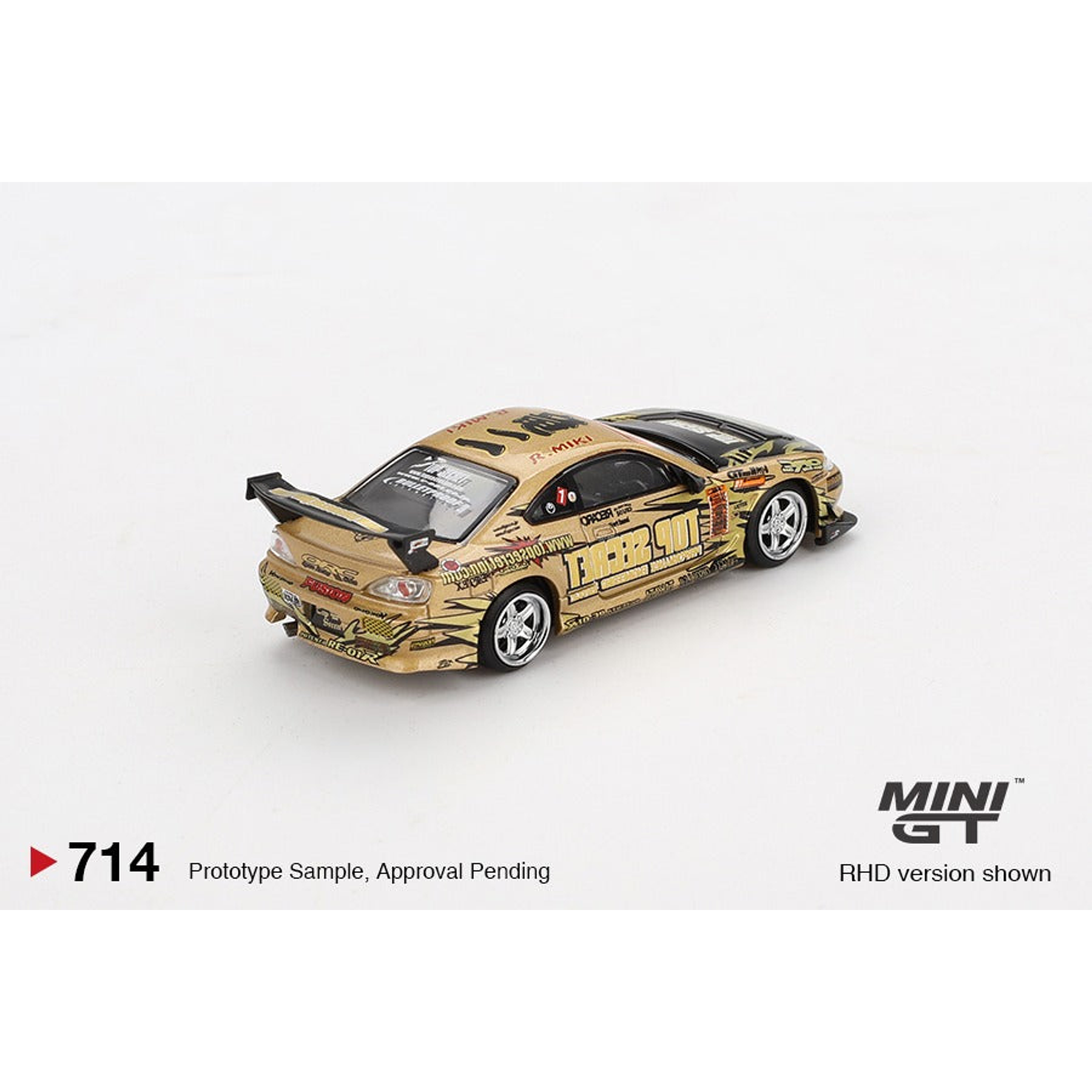 Mini GT 1:64 Nissan Silvia (S15) Top Secret D1GP- Gold.