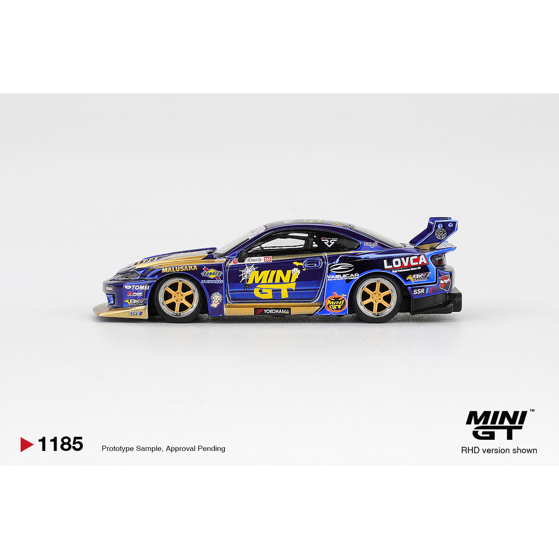 (PREVENTA) Mini GT 1:64 Nissan LB-Super Silhouette S15 SILVIA #555 Team MINI GT Liberty Walk 2025 Formula Drift Halloween Special – Chrome Blue