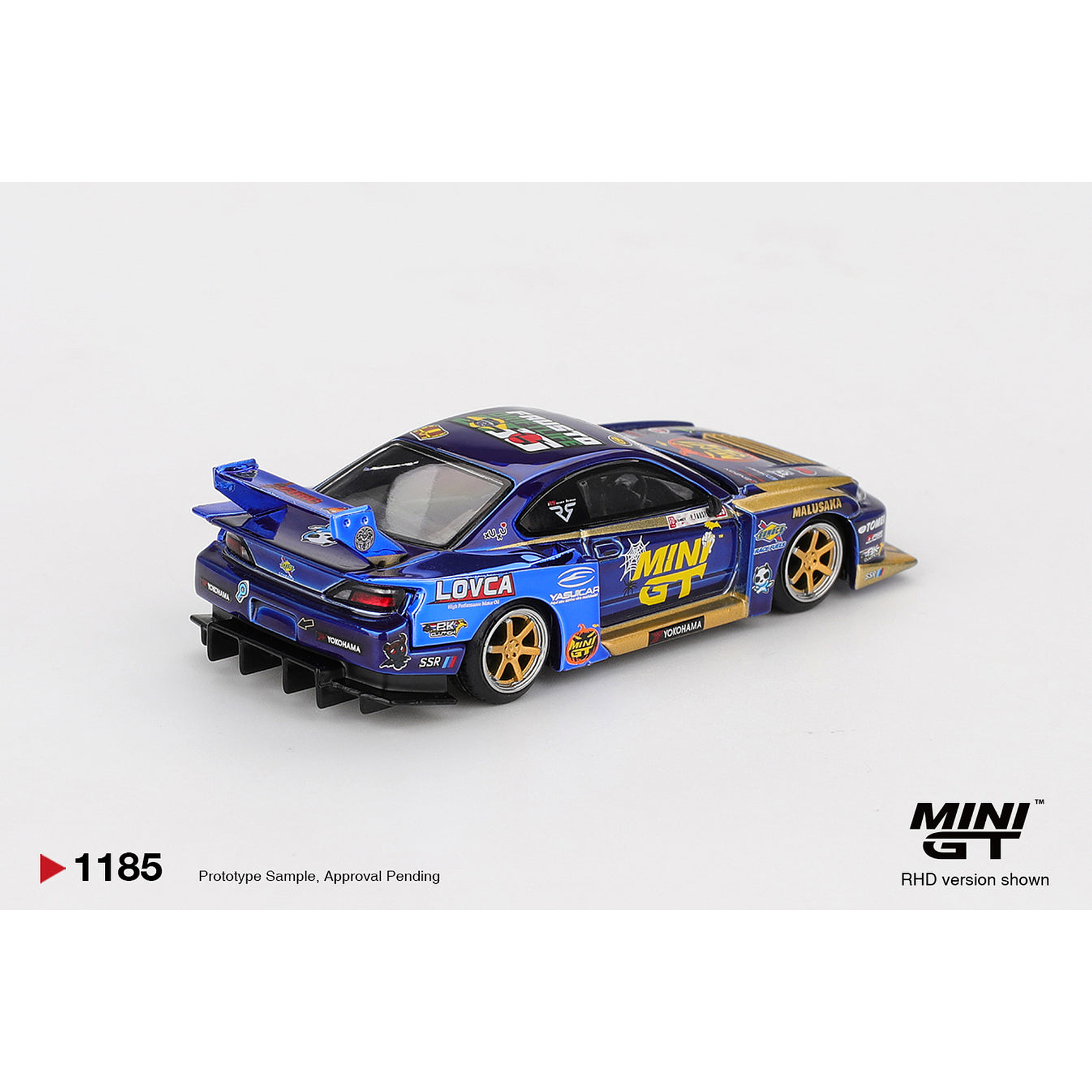 (PREVENTA) Mini GT 1:64 Nissan LB-Super Silhouette S15 SILVIA #555 Team MINI GT Liberty Walk 2025 Formula Drift Halloween Special – Chrome Blue