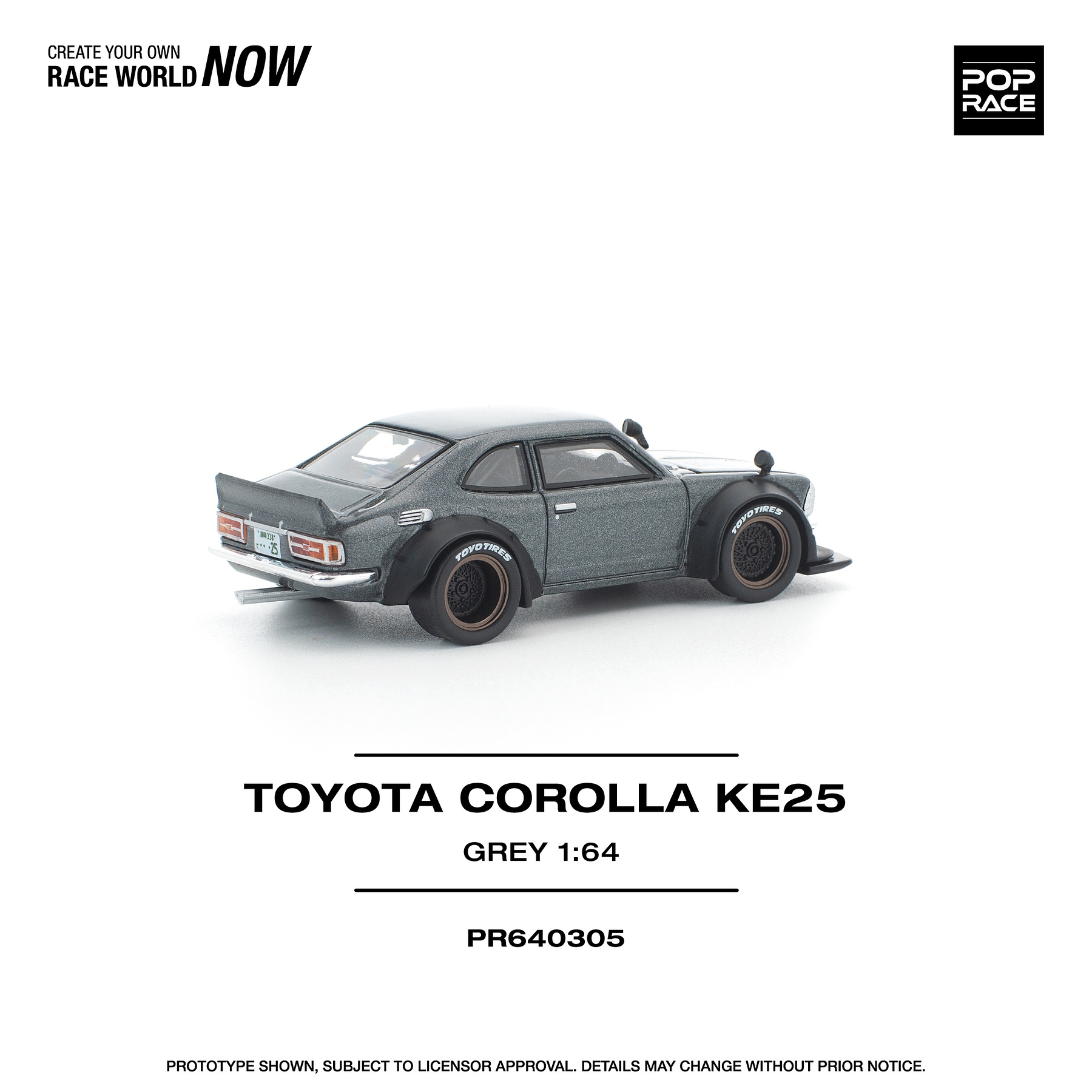 (PREVENTA) Pop Race 1:64 Toyota Corolla KE25 matte grey