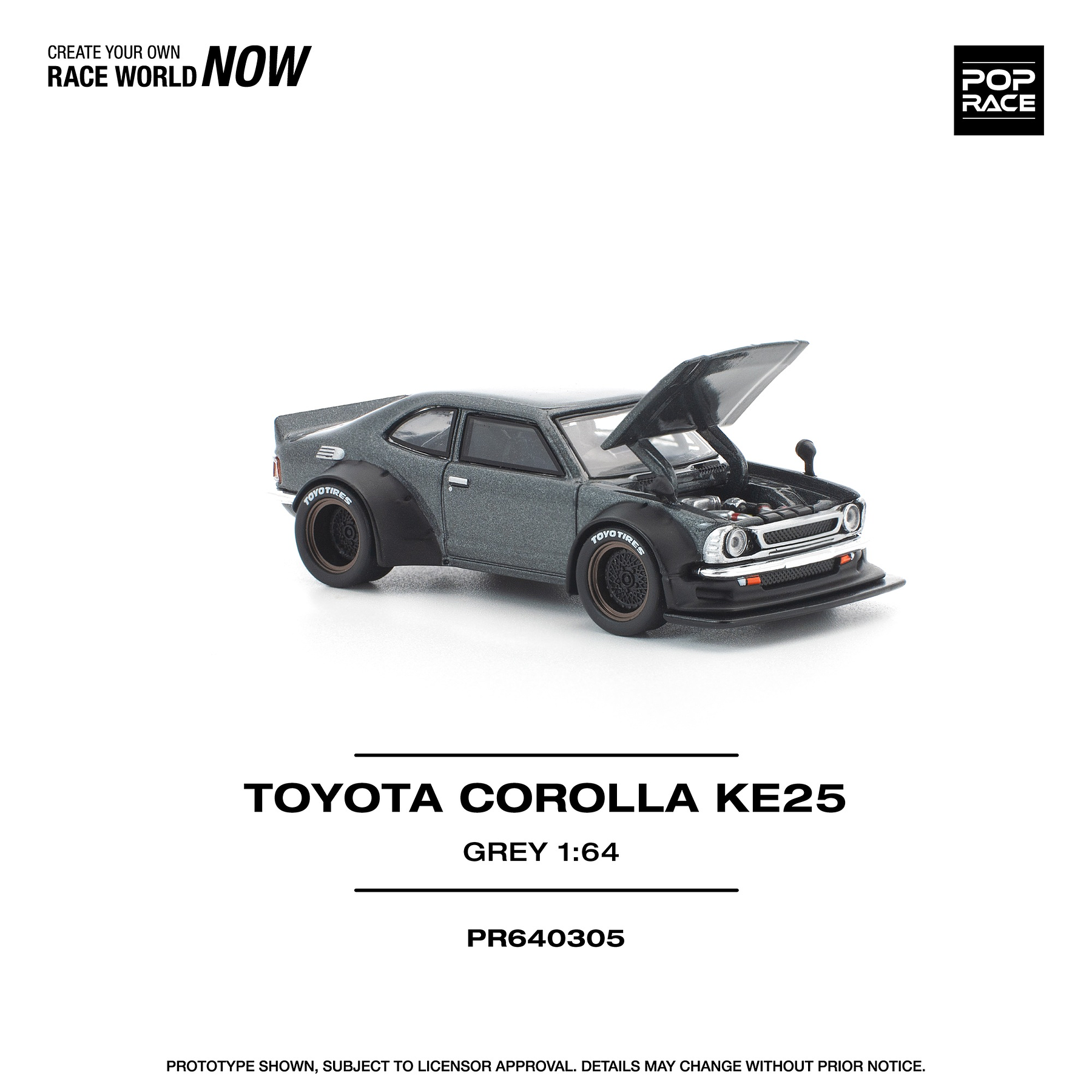 (PREVENTA) Pop Race 1:64 Toyota Corolla KE25 matte grey