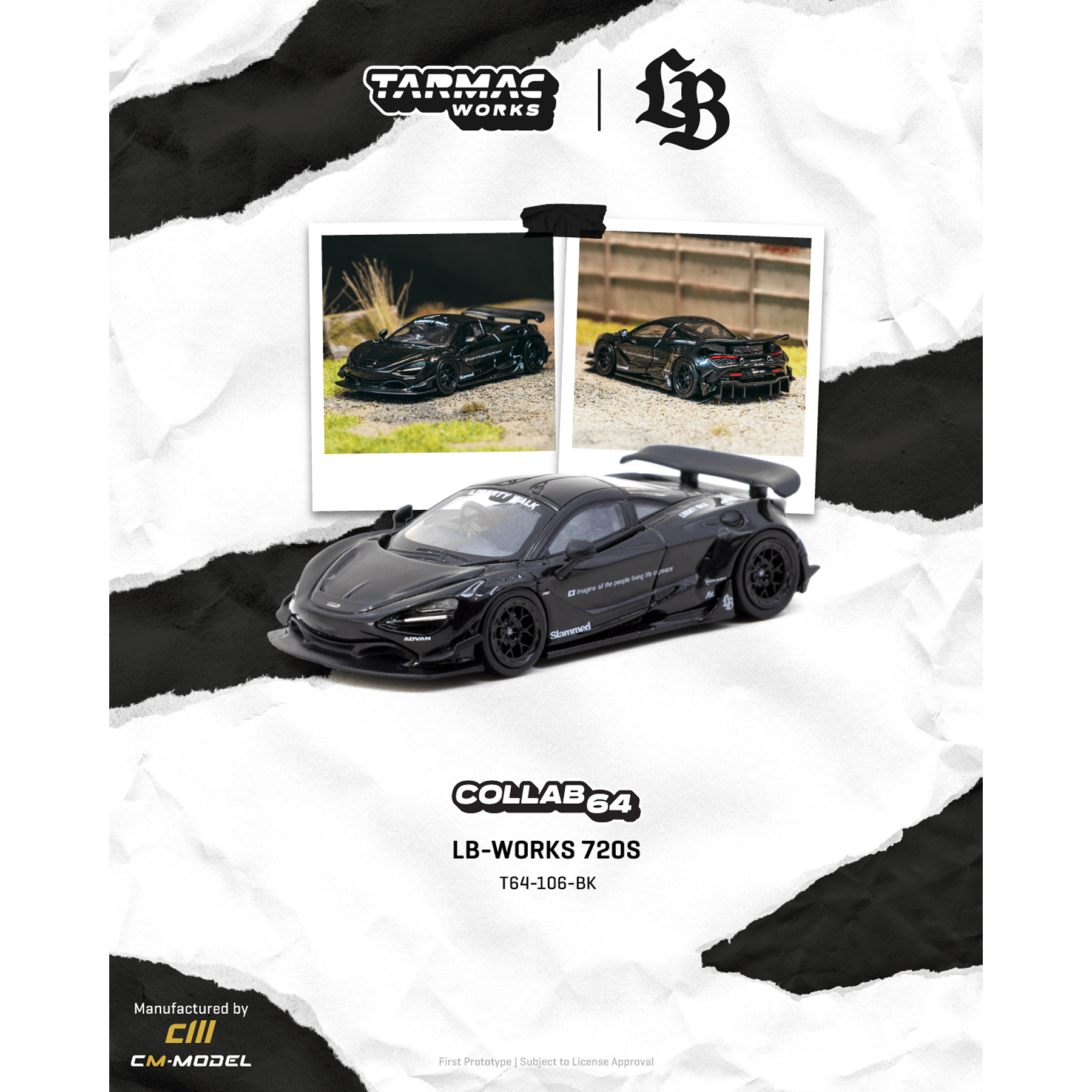(PREVENTA) Tarmac Works & CM-Model 1:64 McLaren LB-WORKS 720S Black