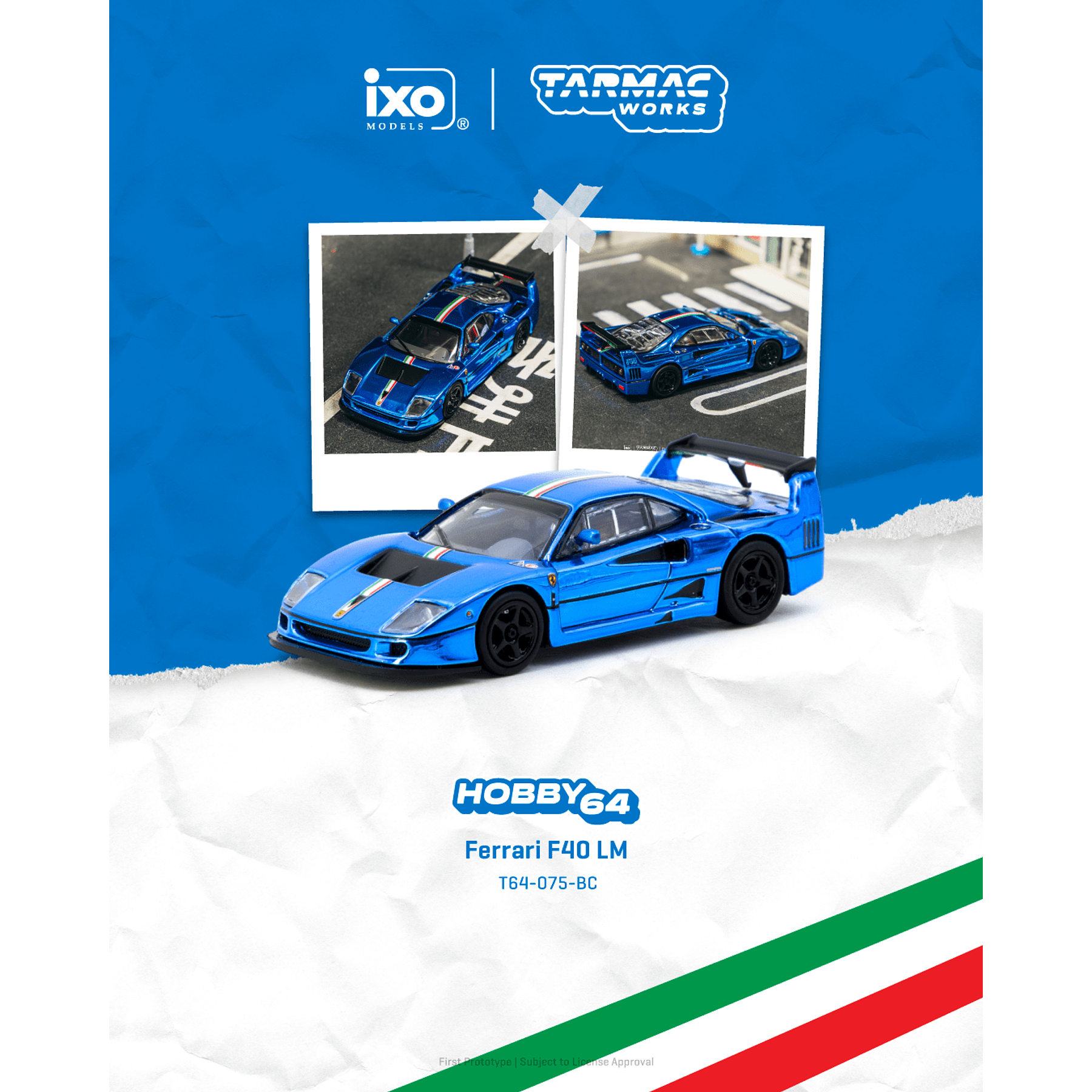 (PREVENTA) Tarmac Works 1:64 Ferrari F40 LM Chrome Blue