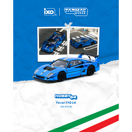 (PREVENTA) Tarmac Works 1:64 Ferrari F40 LM Chrome Blue