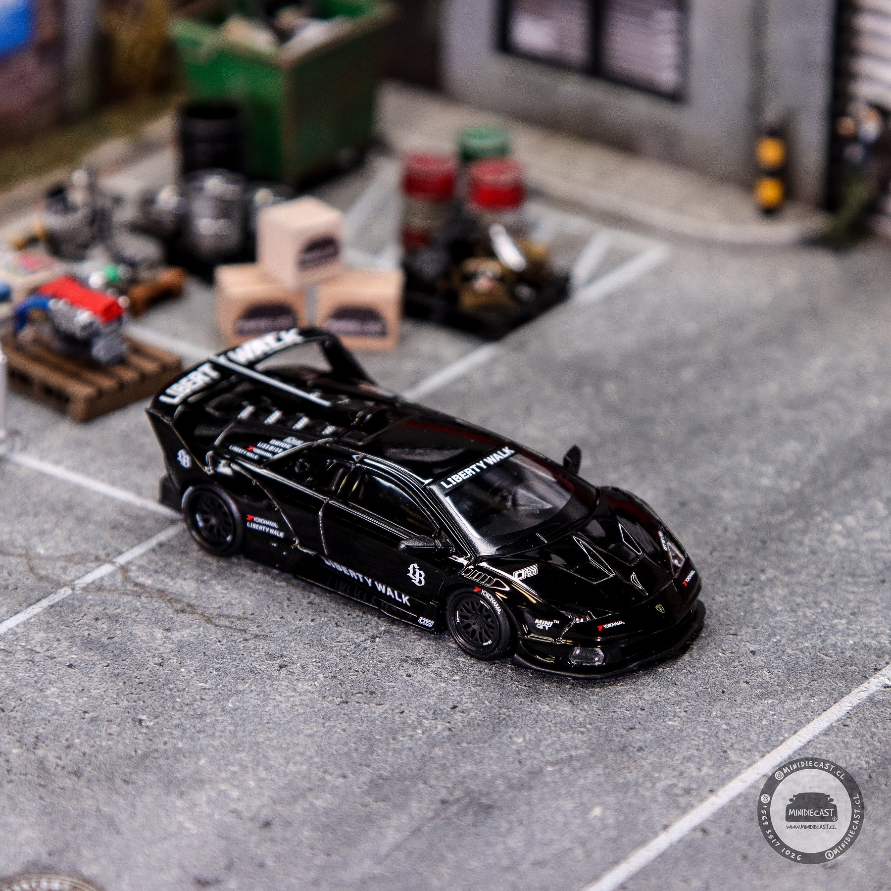 Mini GT 1:64 Lamborghini LB-Silhouette Works Murcielago GT- Evo Black- Mijo Exclusives.