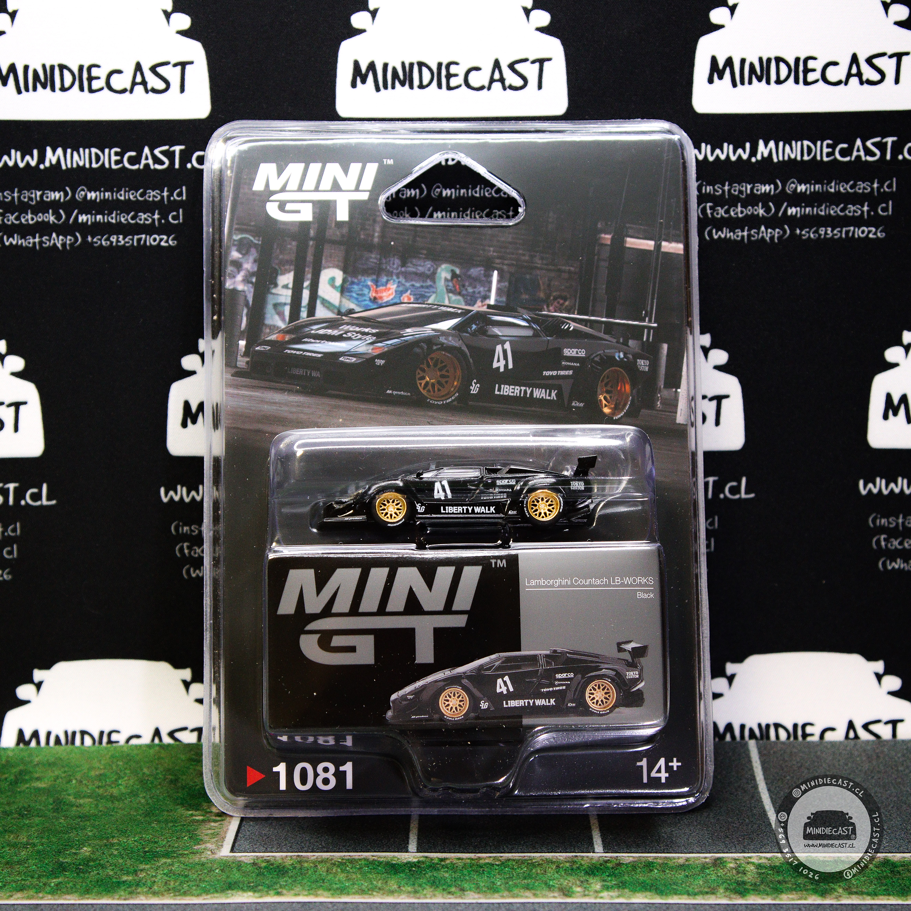 Mini GT 1:64 Lamborghini Countach LB-WORKS – Black – Mijo Exclusives.