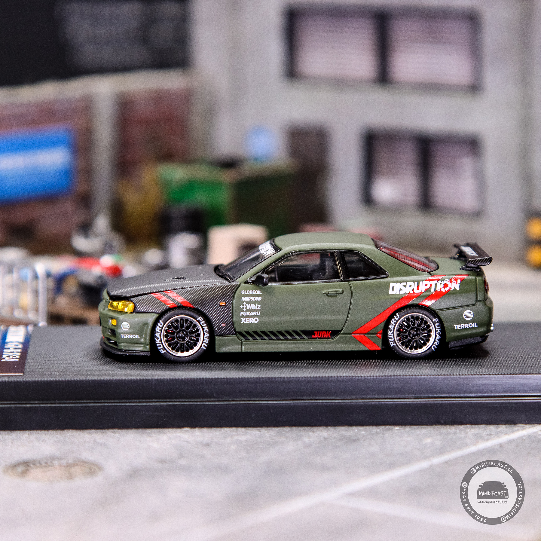 Time Micro 1:64 Skyline GTR R34 Matte Olive Green.