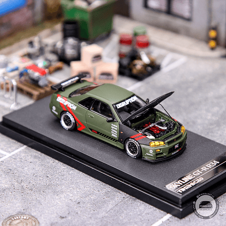 Time Micro 1:64 Skyline GTR R34 Matte Olive Green.