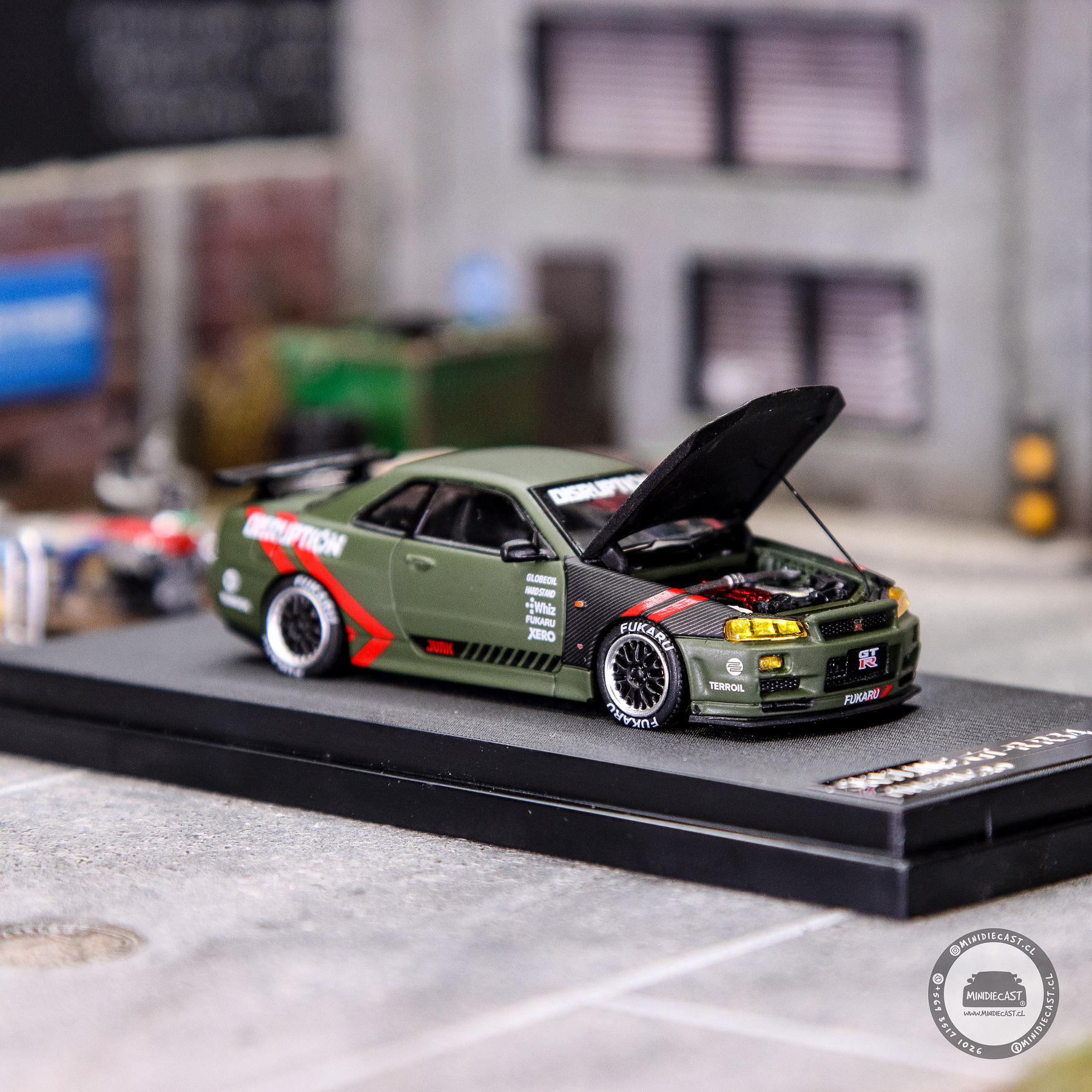 Time Micro 1:64 Skyline GTR R34 Matte Olive Green.