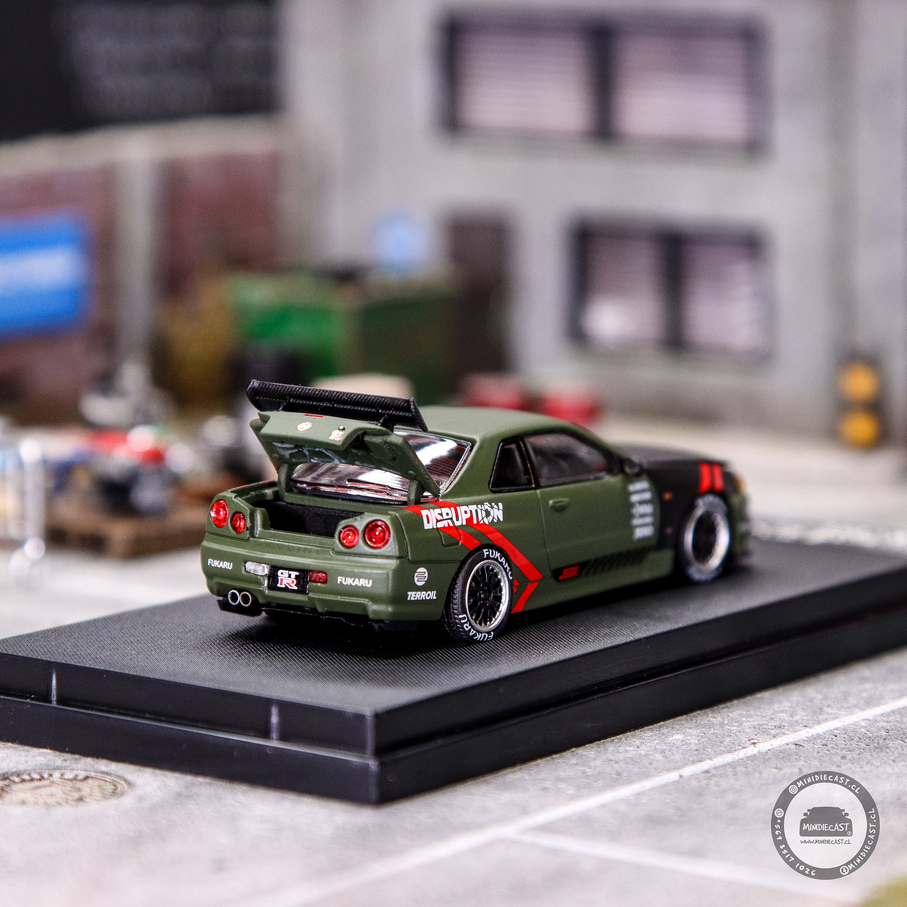 Time Micro 1:64 Skyline GTR R34 Matte Olive Green.