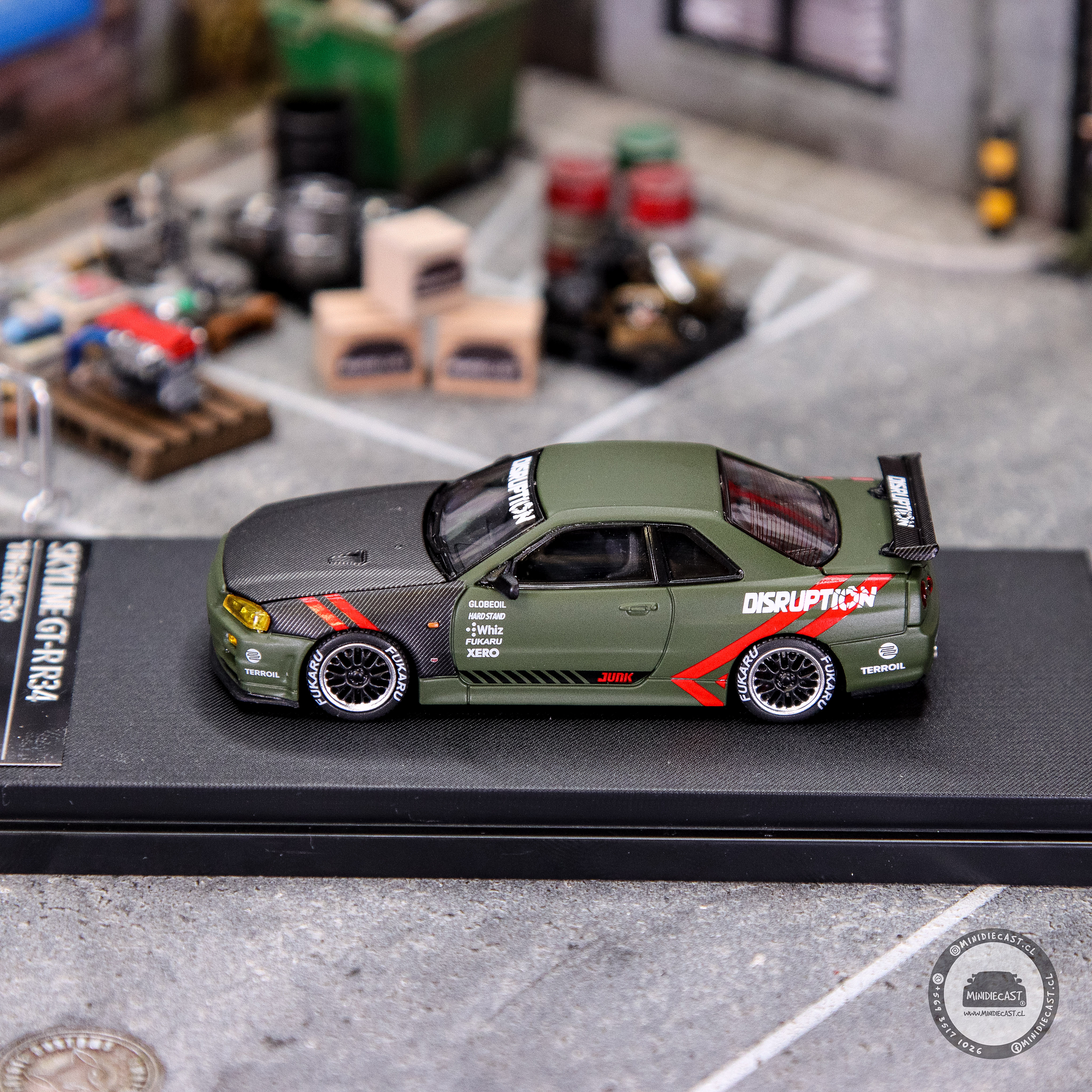 Time Micro 1:64 Skyline GTR R34 Matte Olive Green.