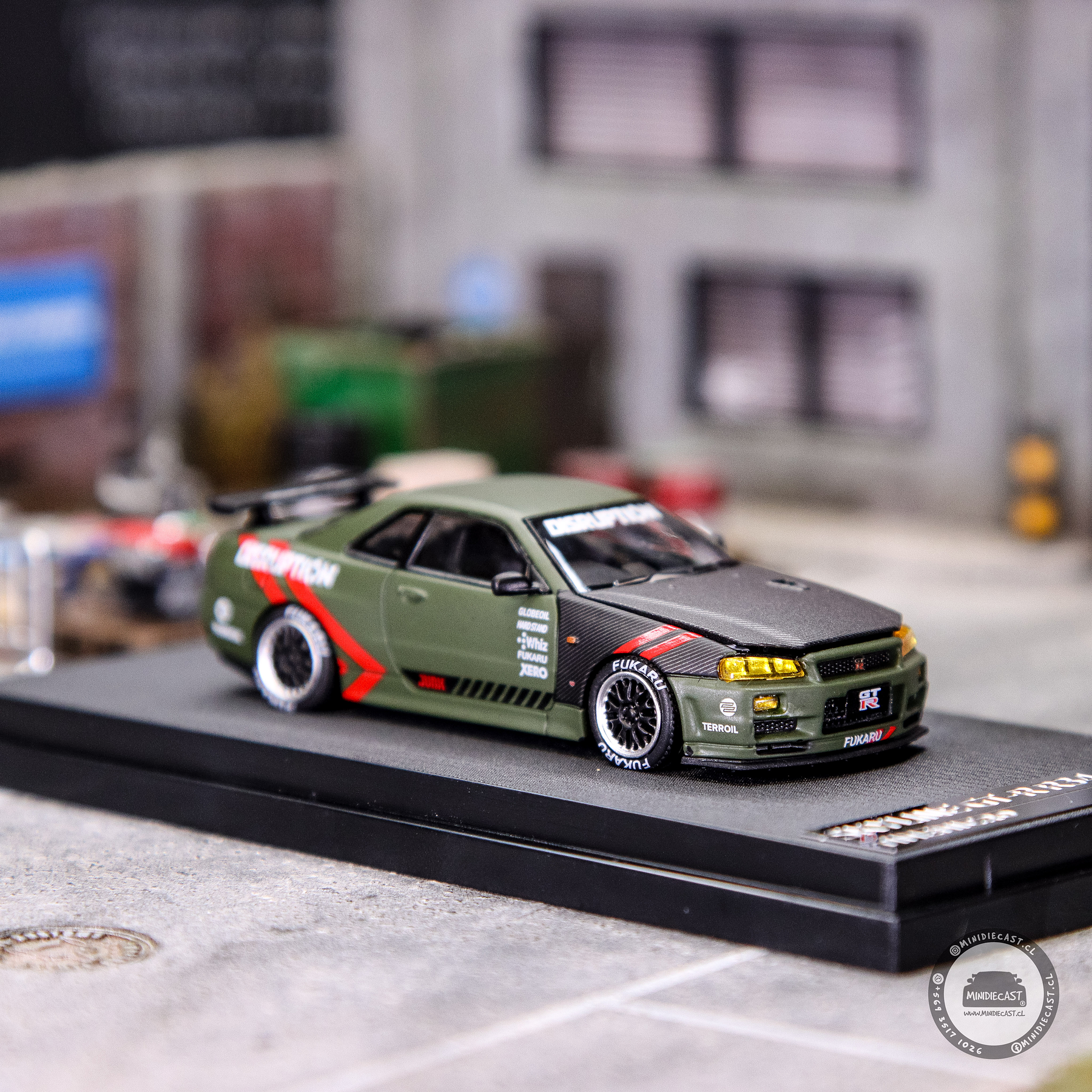 Time Micro 1:64 Skyline GTR R34 Matte Olive Green.