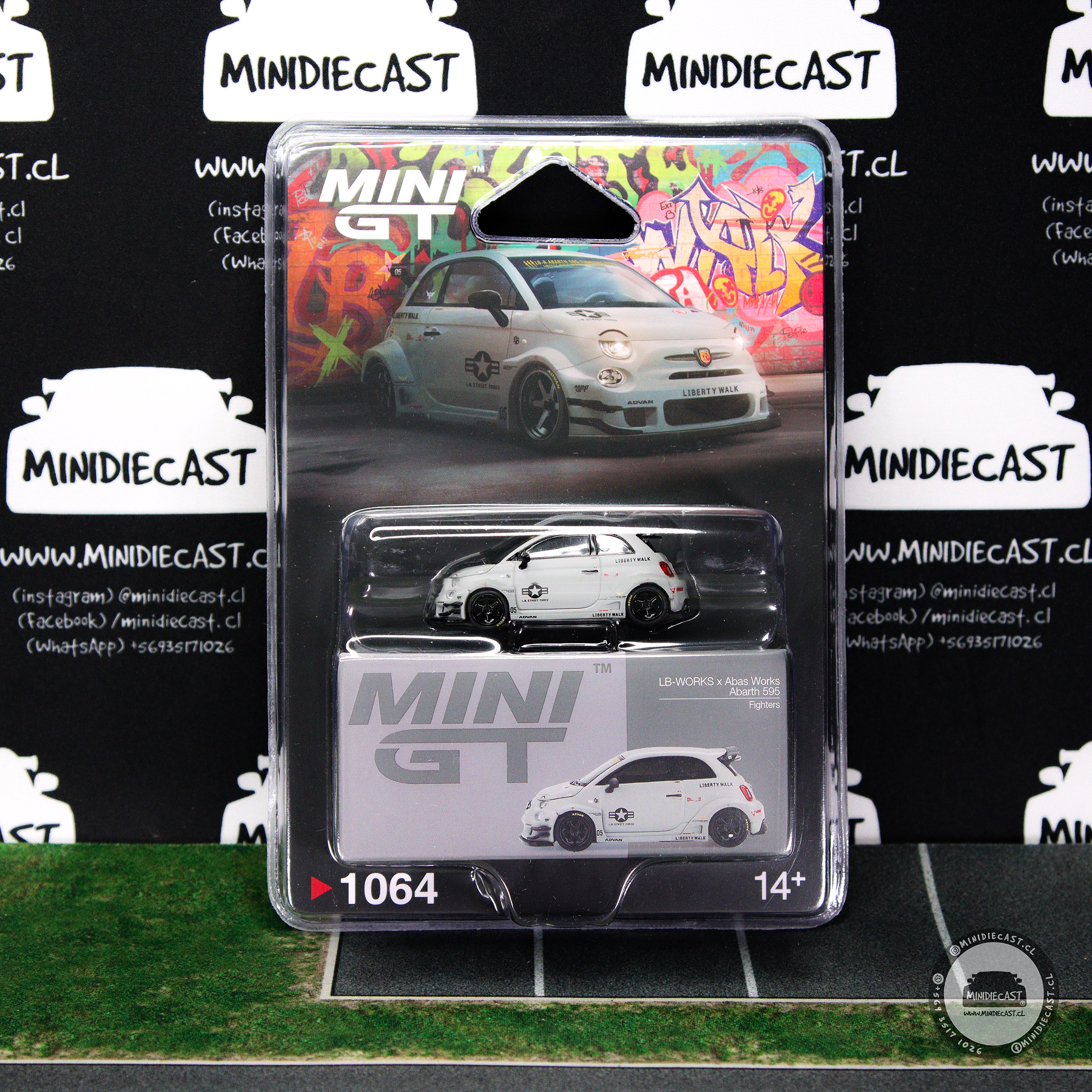 Mini GT 1:64 Abarth 595 LB-WORKS x Abas Works Fighters – Matte Grey – Mijo Exclusives