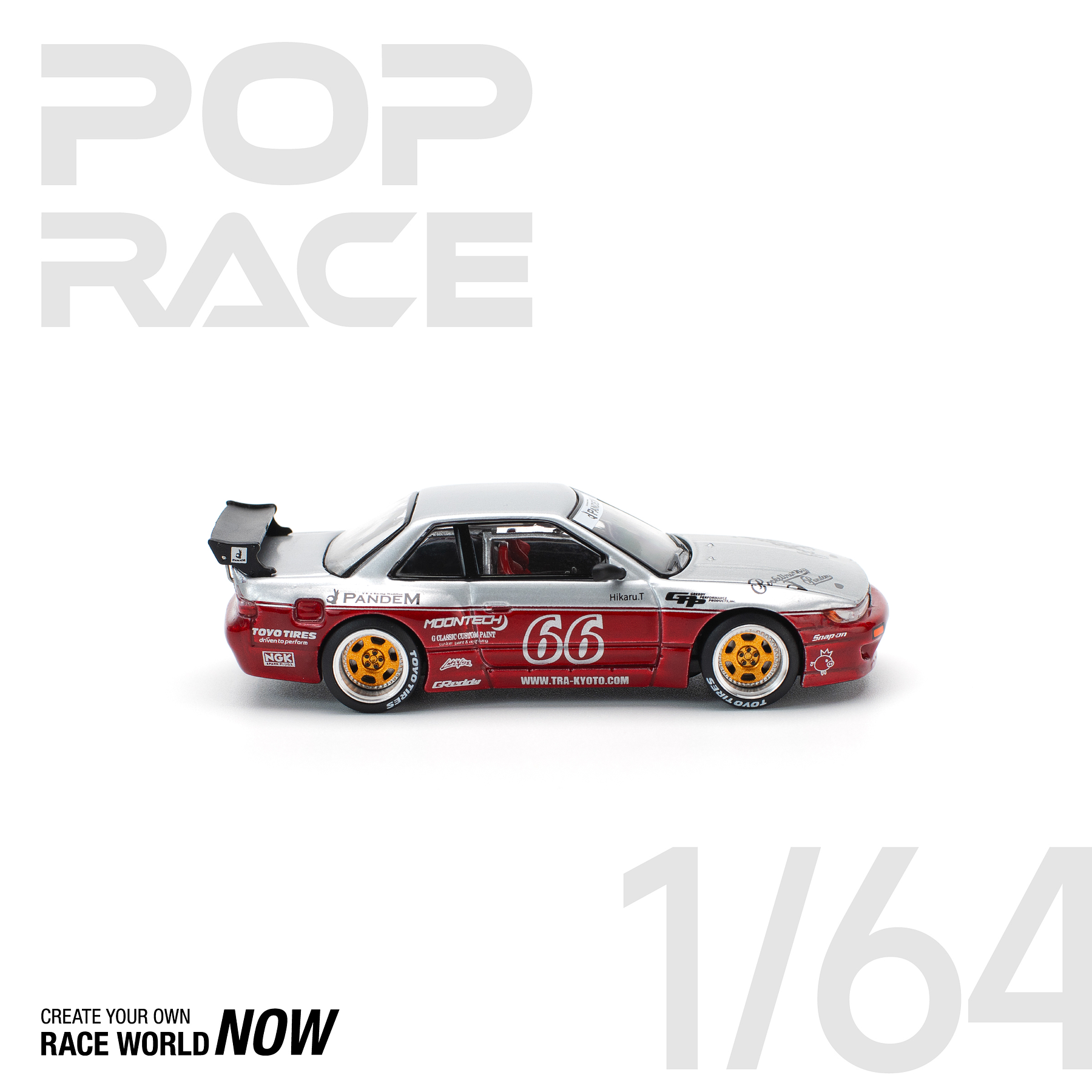 Pop Race 1:64 Pandem Nissan Silvia S13 - MOONTECH RED.