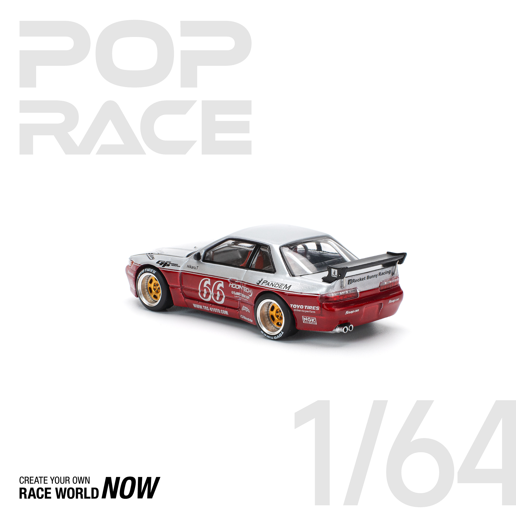 Pop Race 1:64 Pandem Nissan Silvia S13 - MOONTECH RED.