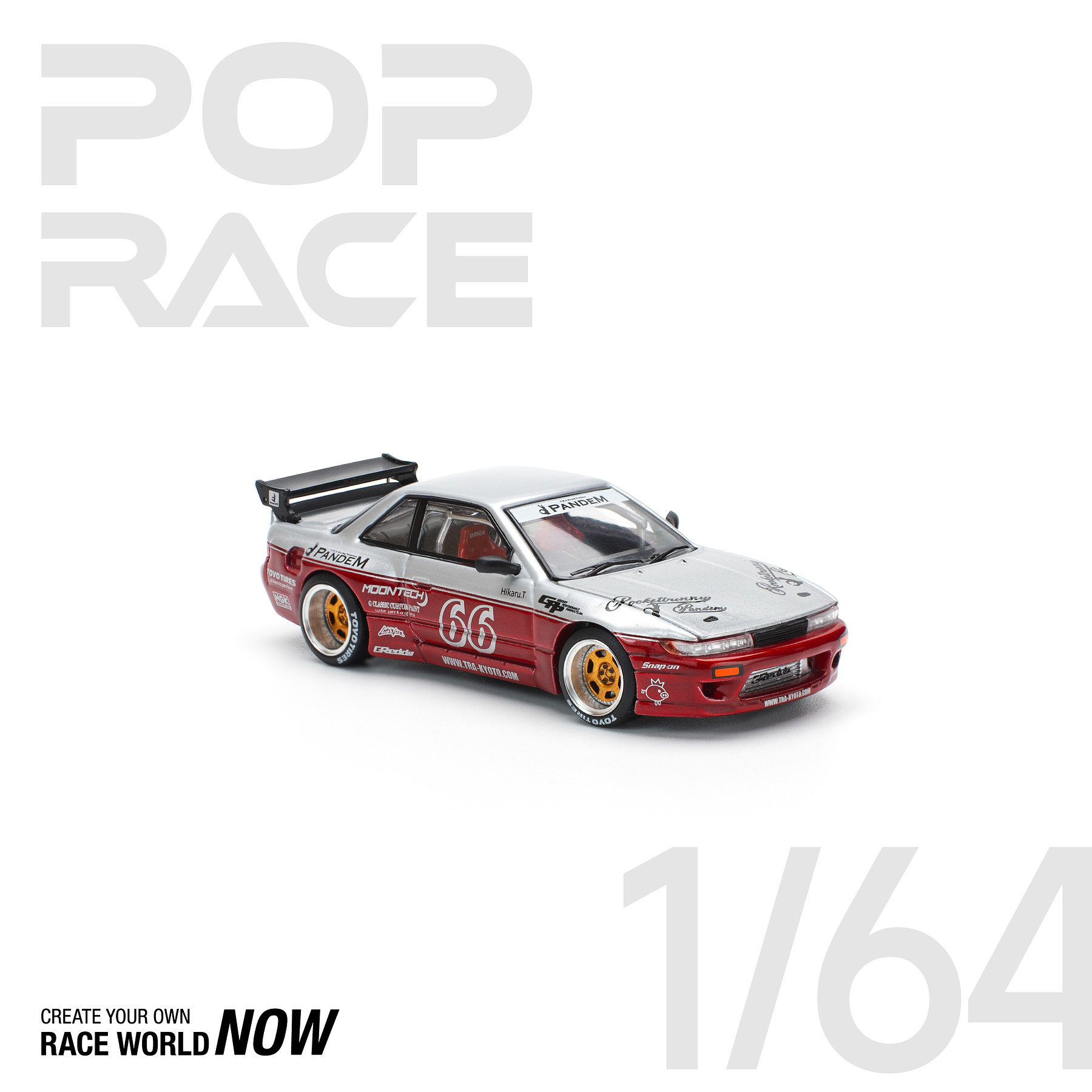 Pop Race 1:64 Pandem Nissan Silvia S13 - MOONTECH RED.