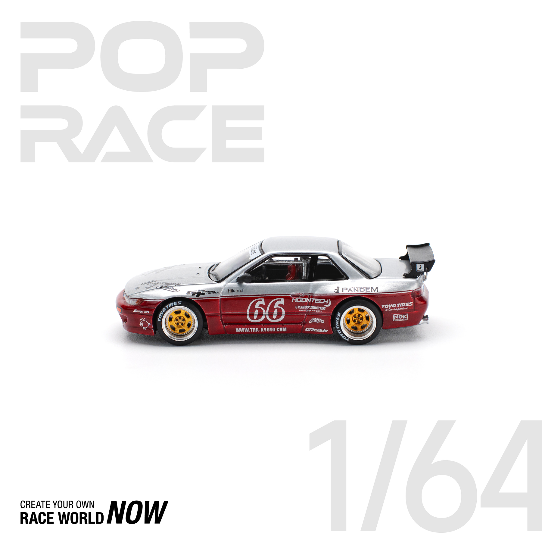 Pop Race 1:64 Pandem Nissan Silvia S13 - MOONTECH RED.