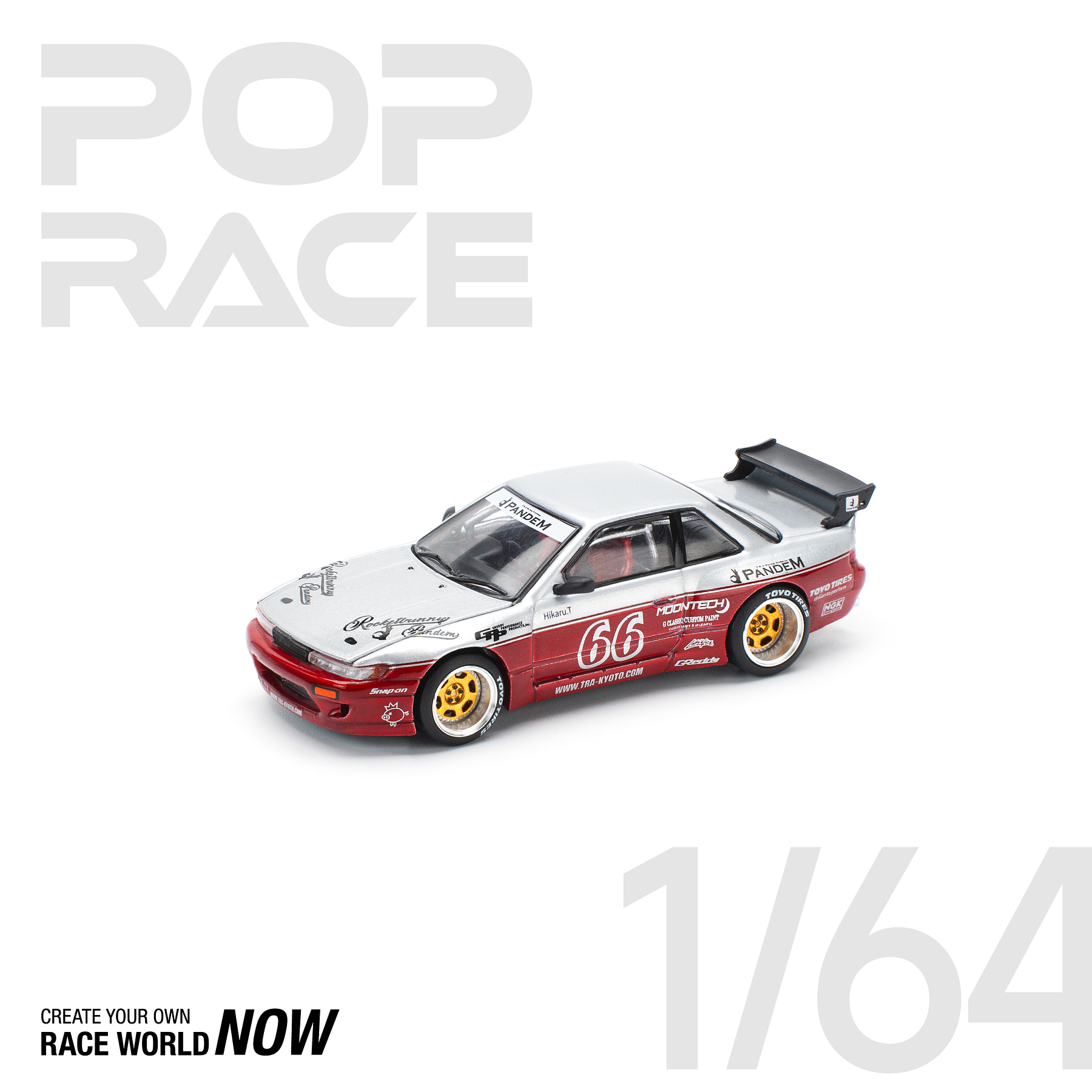 Pop Race 1:64 Pandem Nissan Silvia S13 - MOONTECH RED.