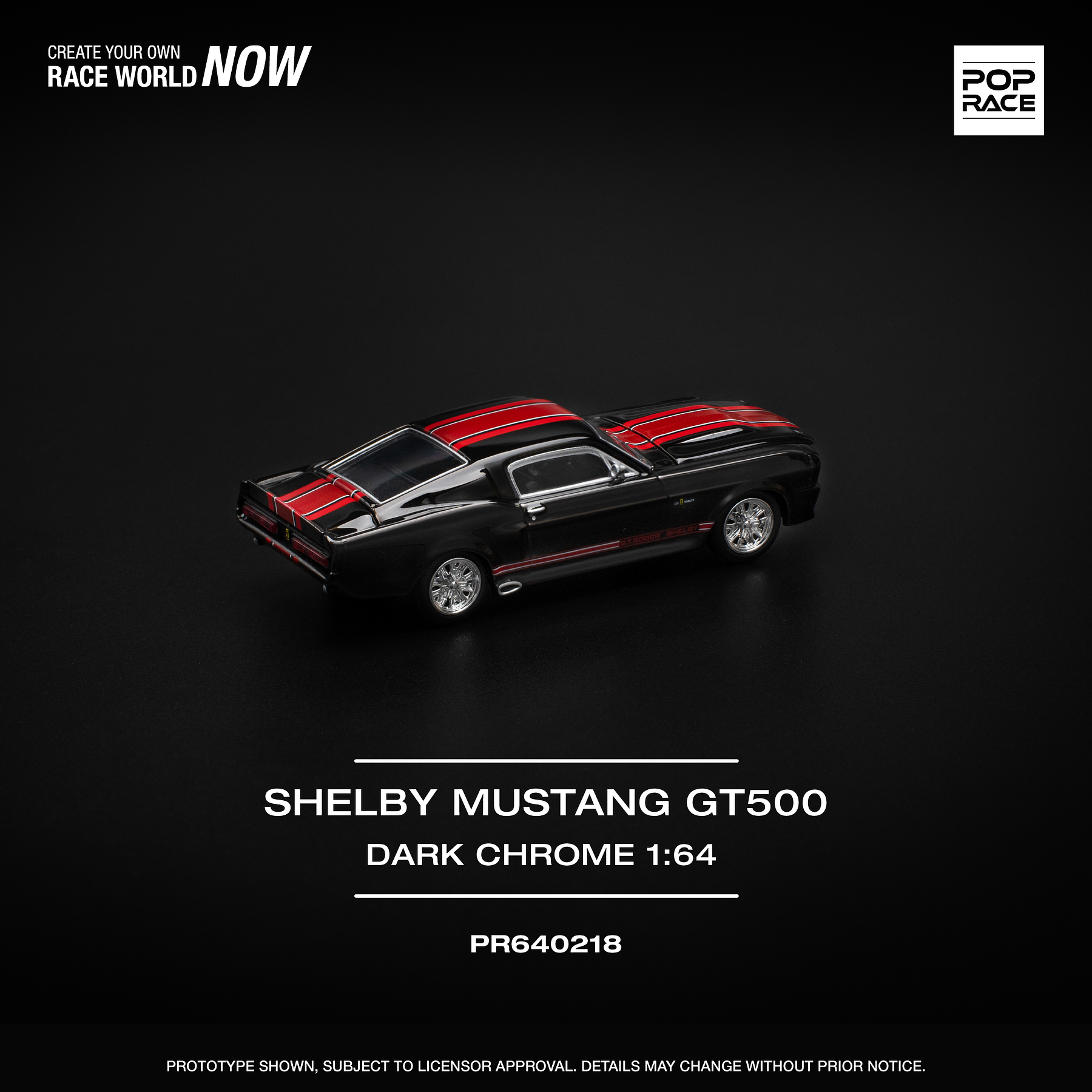 Pop Race 1:64 Ford Shelby Mustang GT500 Dark Chrome.