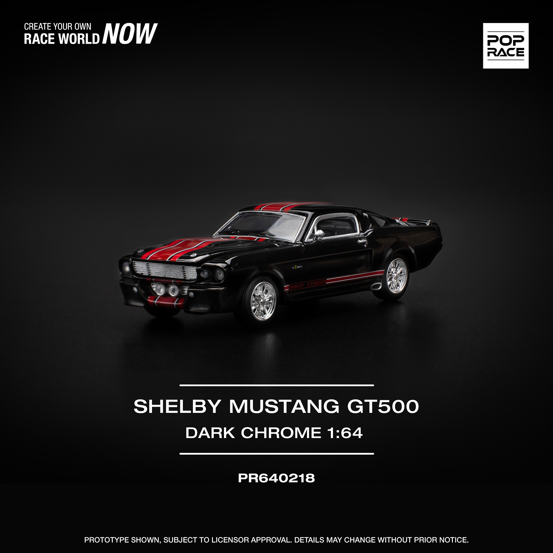 Pop Race 1:64 Ford Shelby Mustang GT500 Dark Chrome.