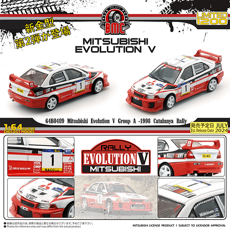 BM Creations 1:64 Mitsubishi Lancer EVO V Group A -1998 Catalunya Rally.
