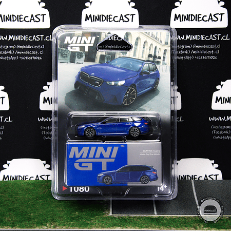 Mini GT 1:64 BMW M5 Touring (G99) – Marina Bay Blue Metallic – Mijo Exclusives