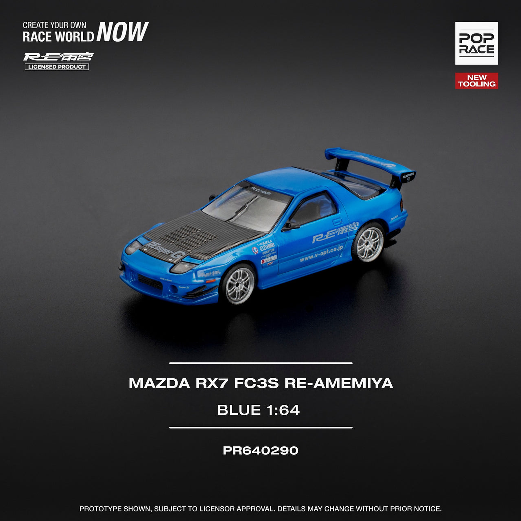 Pop Race 1:64 Mazda RX-7 (FD3S) RE-AMEMIYA WIDEBODY Blue.
