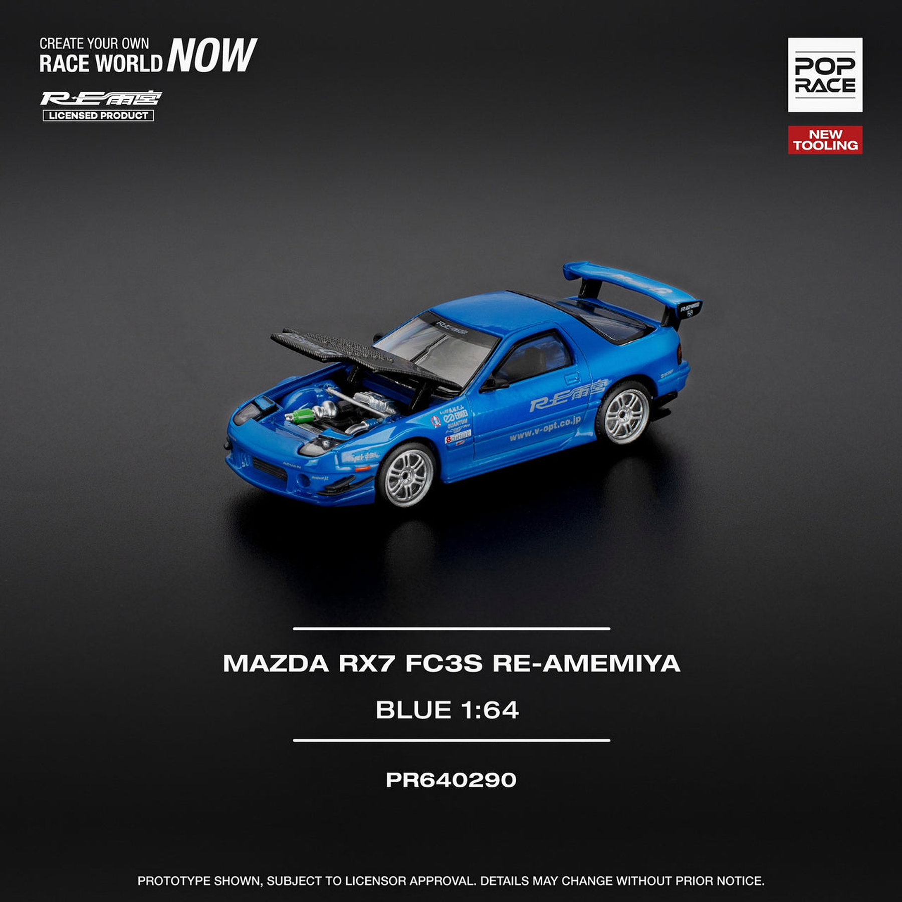 Pop Race 1:64 Mazda RX-7 (FD3S) RE-AMEMIYA WIDEBODY Blue.