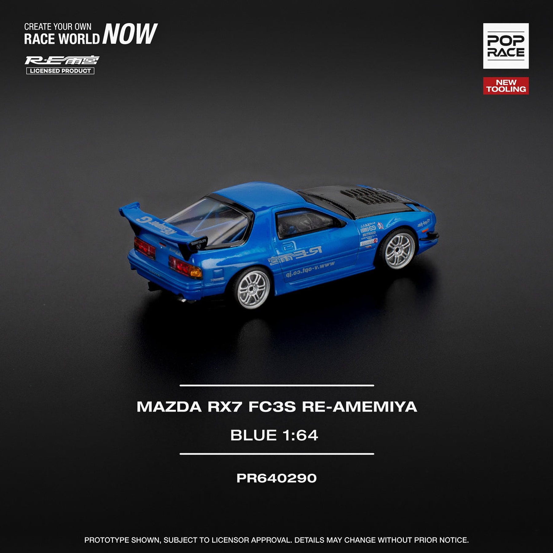 Pop Race 1:64 Mazda RX-7 (FD3S) RE-AMEMIYA WIDEBODY Blue.