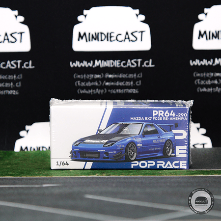 Pop Race 1:64 Mazda RX-7 (FD3S) RE-AMEMIYA WIDEBODY Blue.