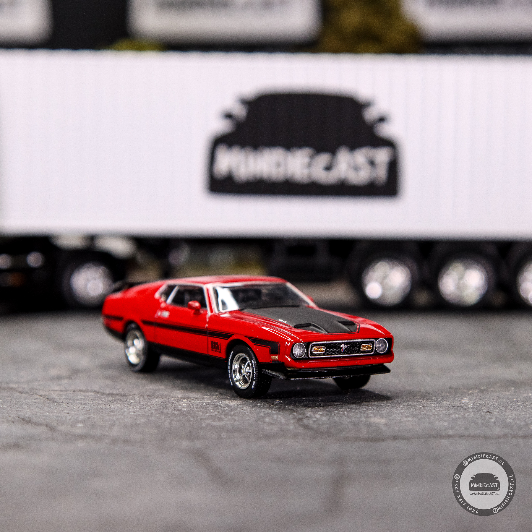 Mini GT 1:64 Ford Mustang Mach1 1971 – Race Red – Mijo Exclusives.