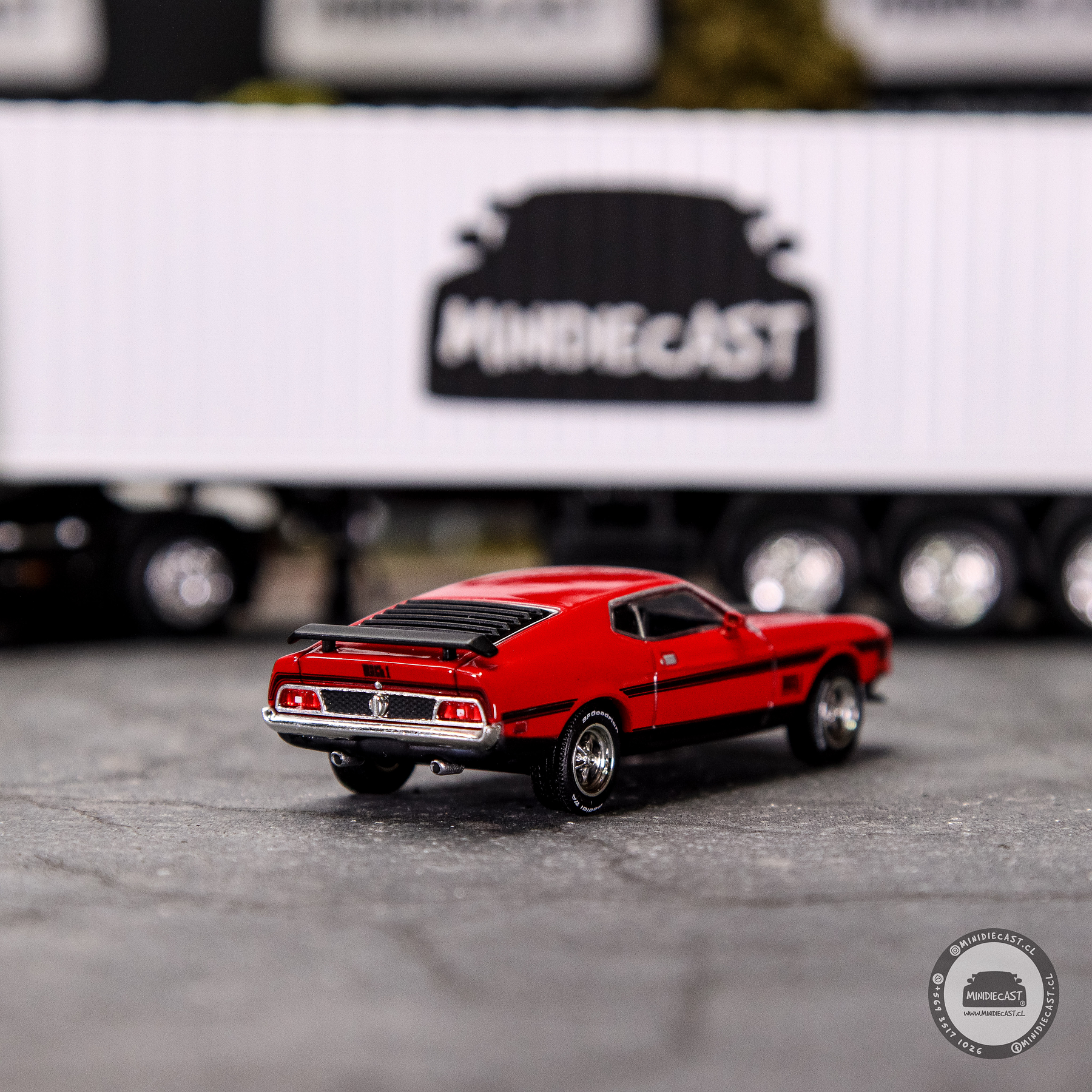 Mini GT 1:64 Ford Mustang Mach1 1971 – Race Red – Mijo Exclusives.