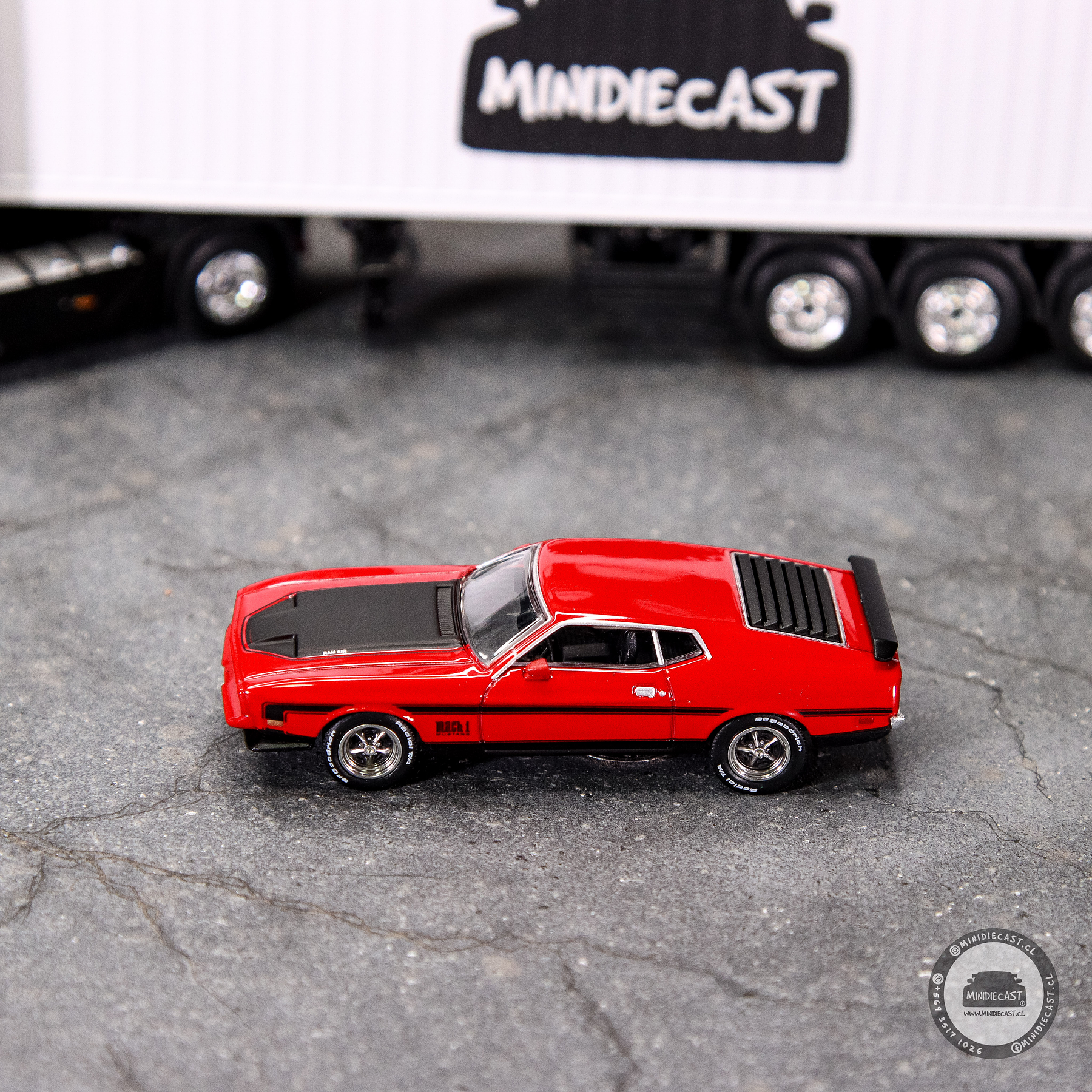 Mini GT 1:64 Ford Mustang Mach1 1971 – Race Red – Mijo Exclusives.