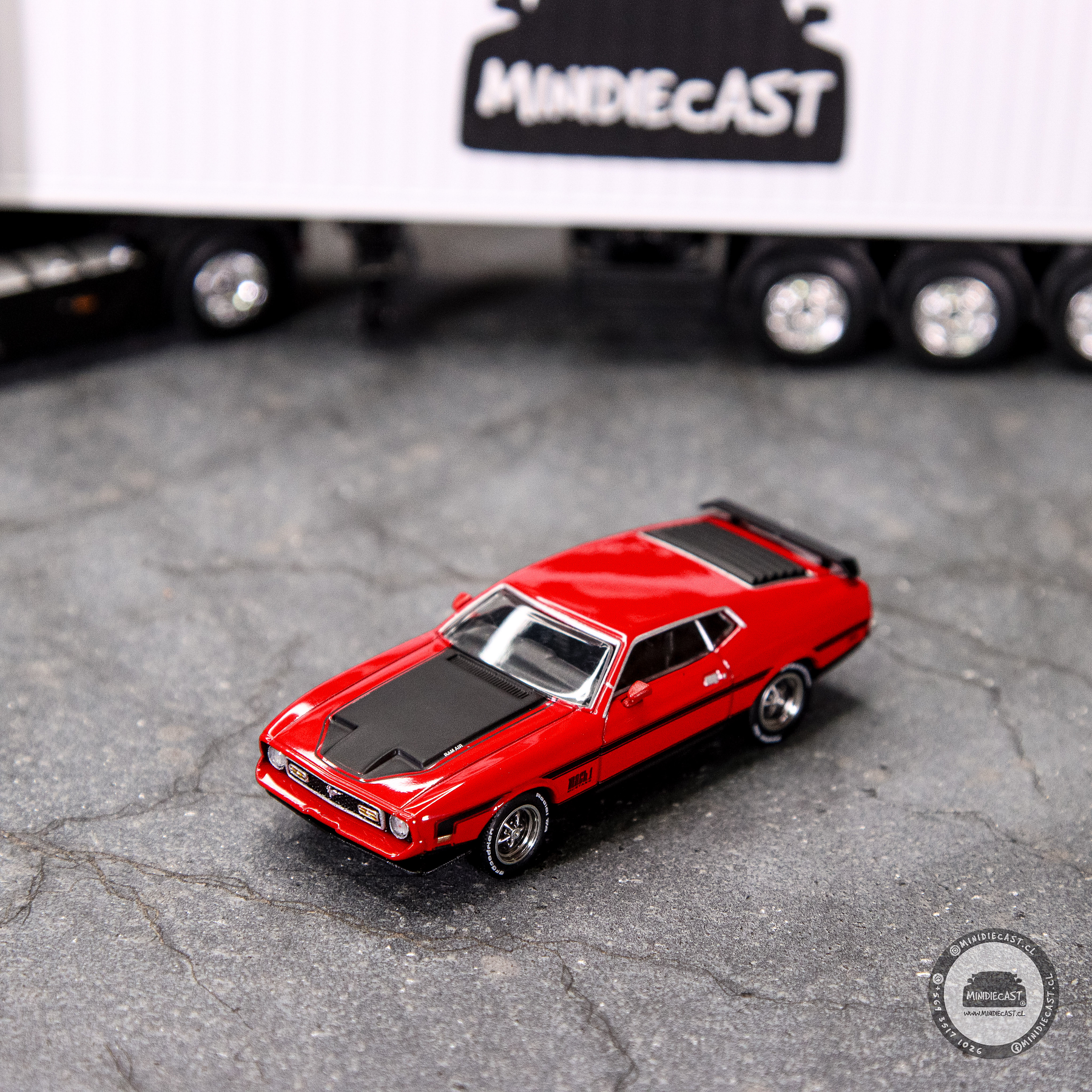 Mini GT 1:64 Ford Mustang Mach1 1971 – Race Red – Mijo Exclusives.