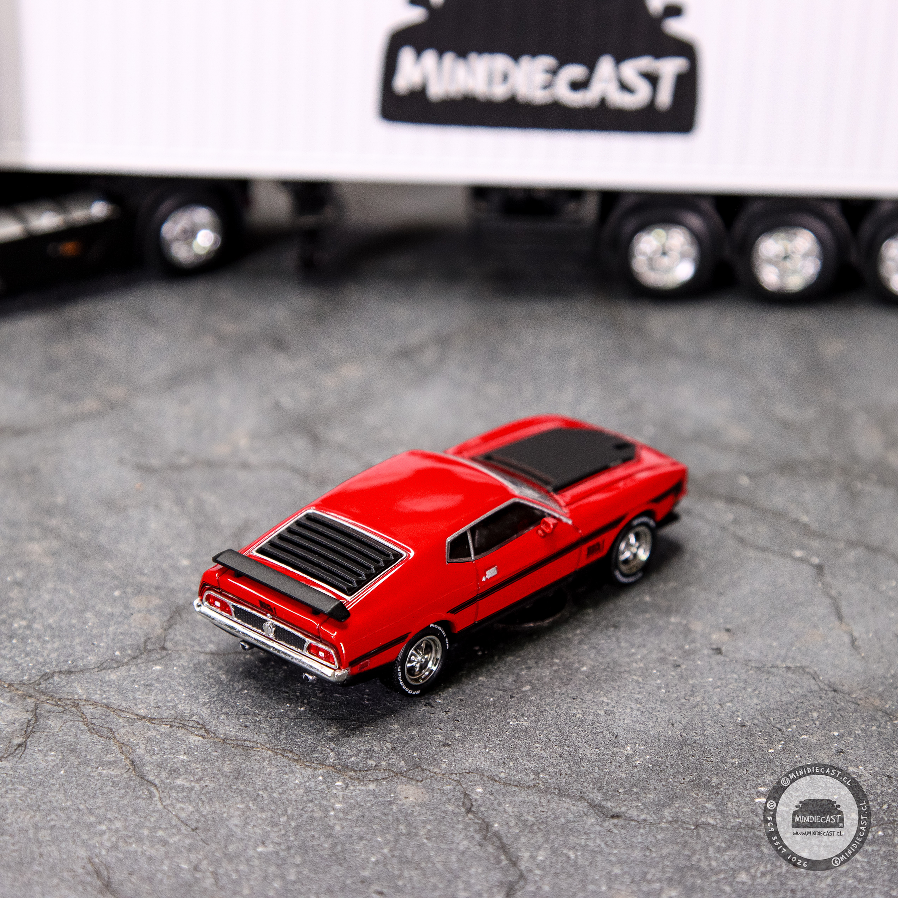 Mini GT 1:64 Ford Mustang Mach1 1971 – Race Red – Mijo Exclusives.