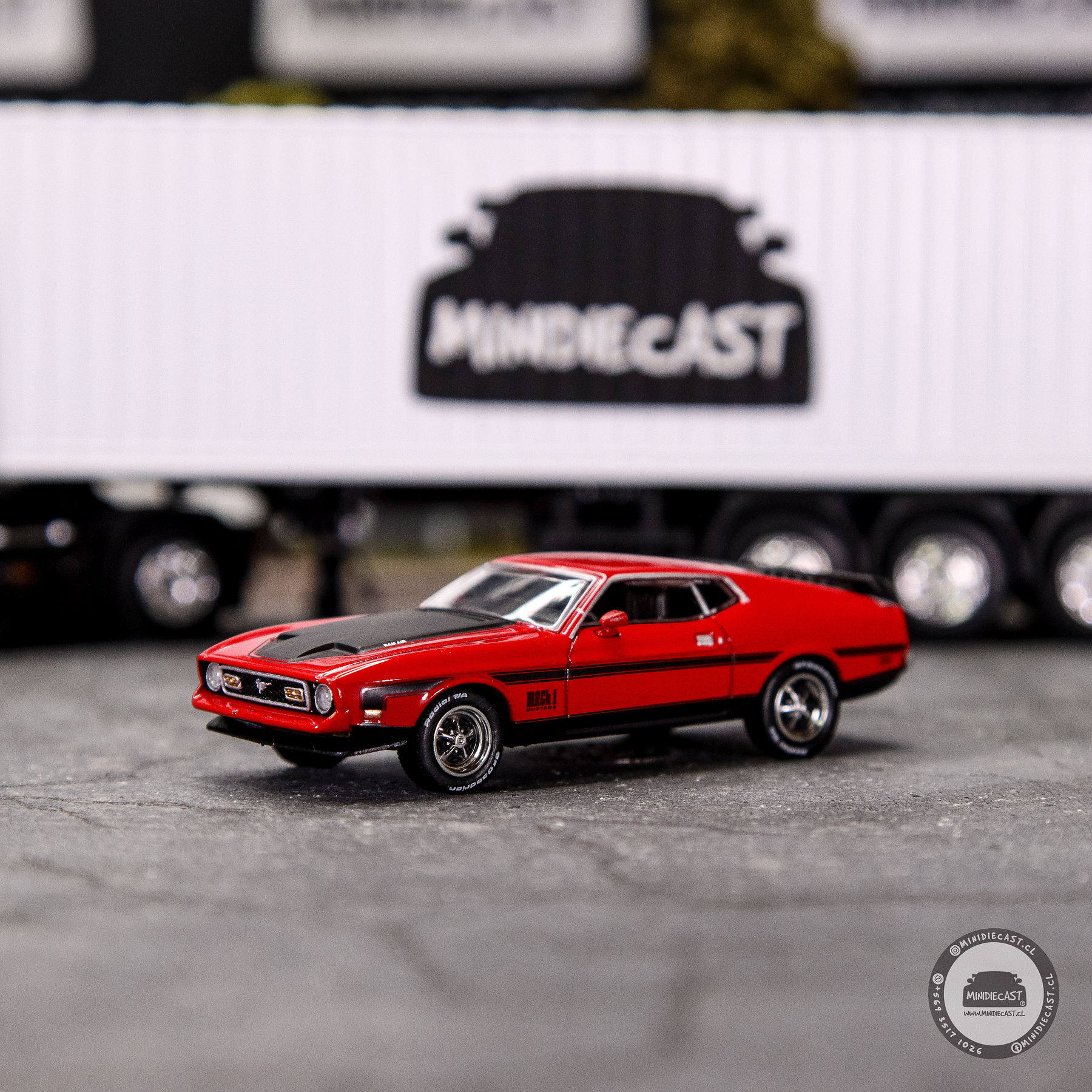 Mini GT 1:64 Ford Mustang Mach1 1971 – Race Red – Mijo Exclusives.