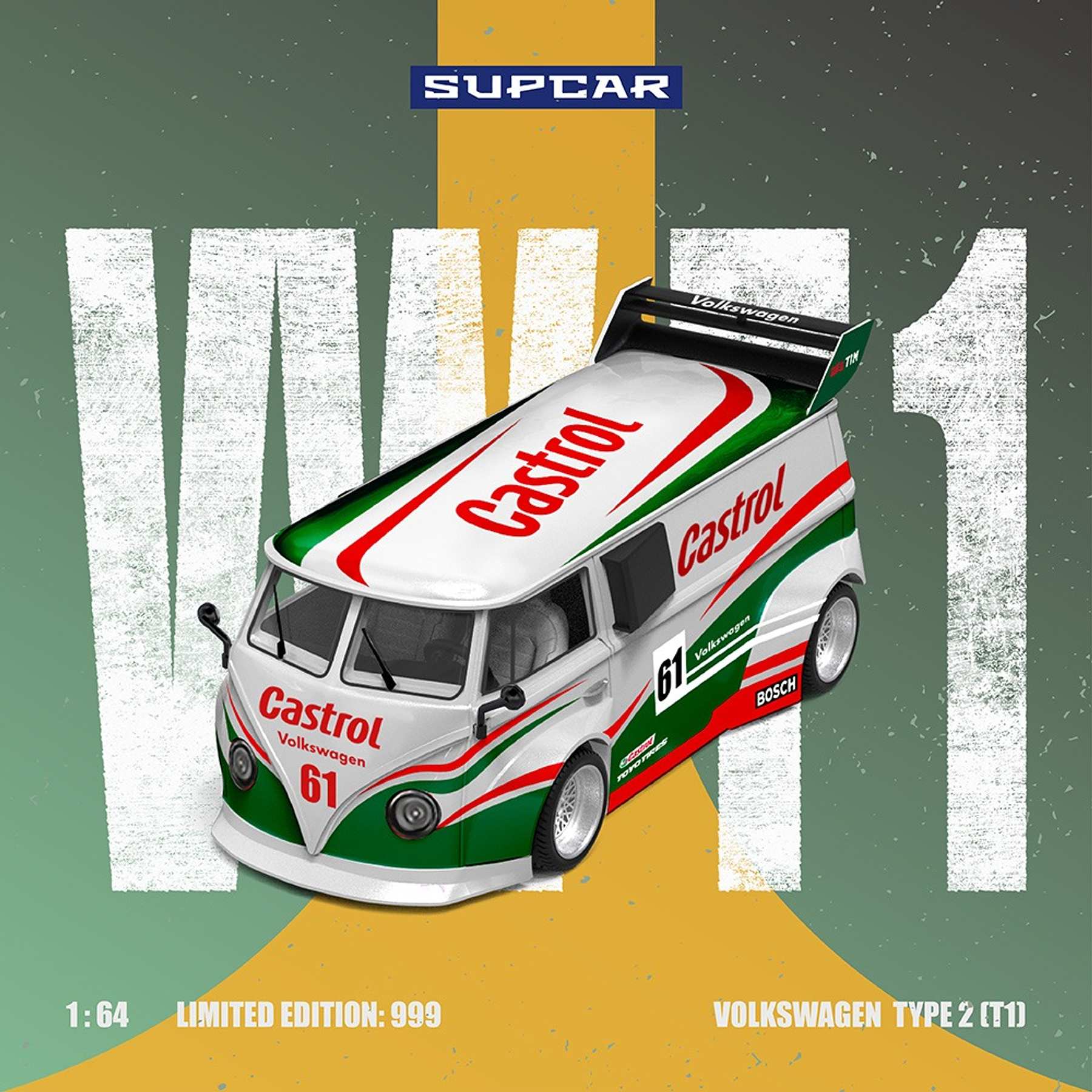 (PREVENTA) SupCar 1:64 Volkswagen T1 Castrol Model No. 61