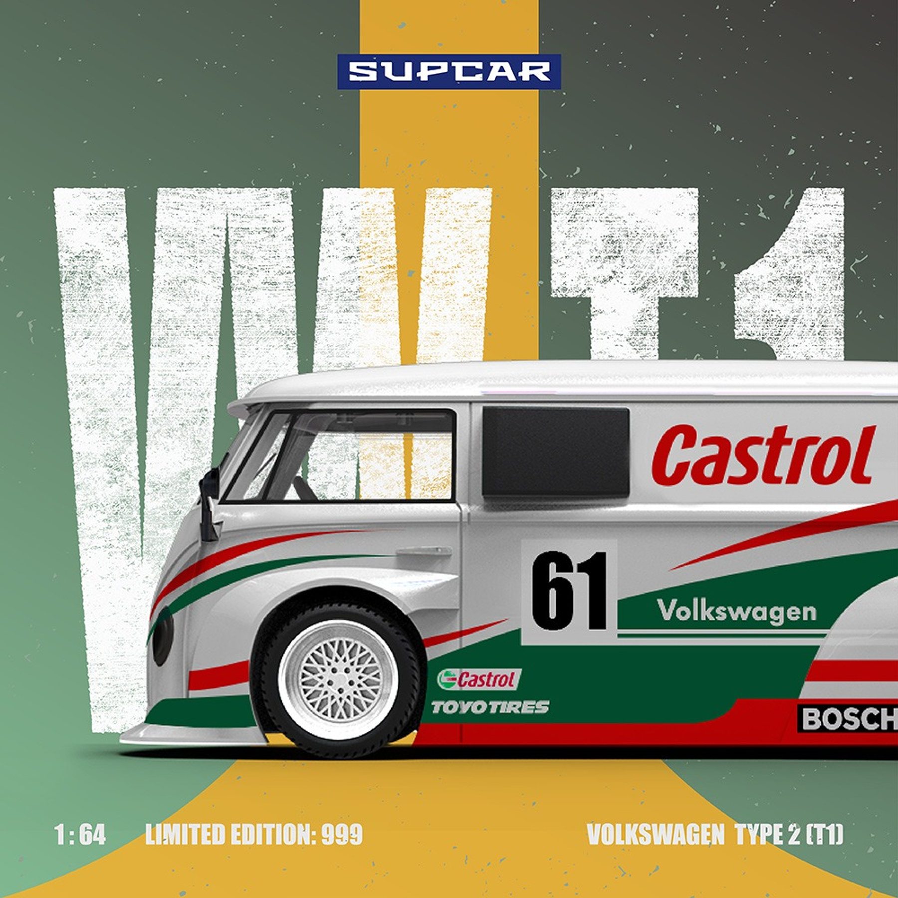 (PREVENTA) SupCar 1:64 Volkswagen T1 Castrol Model No. 61