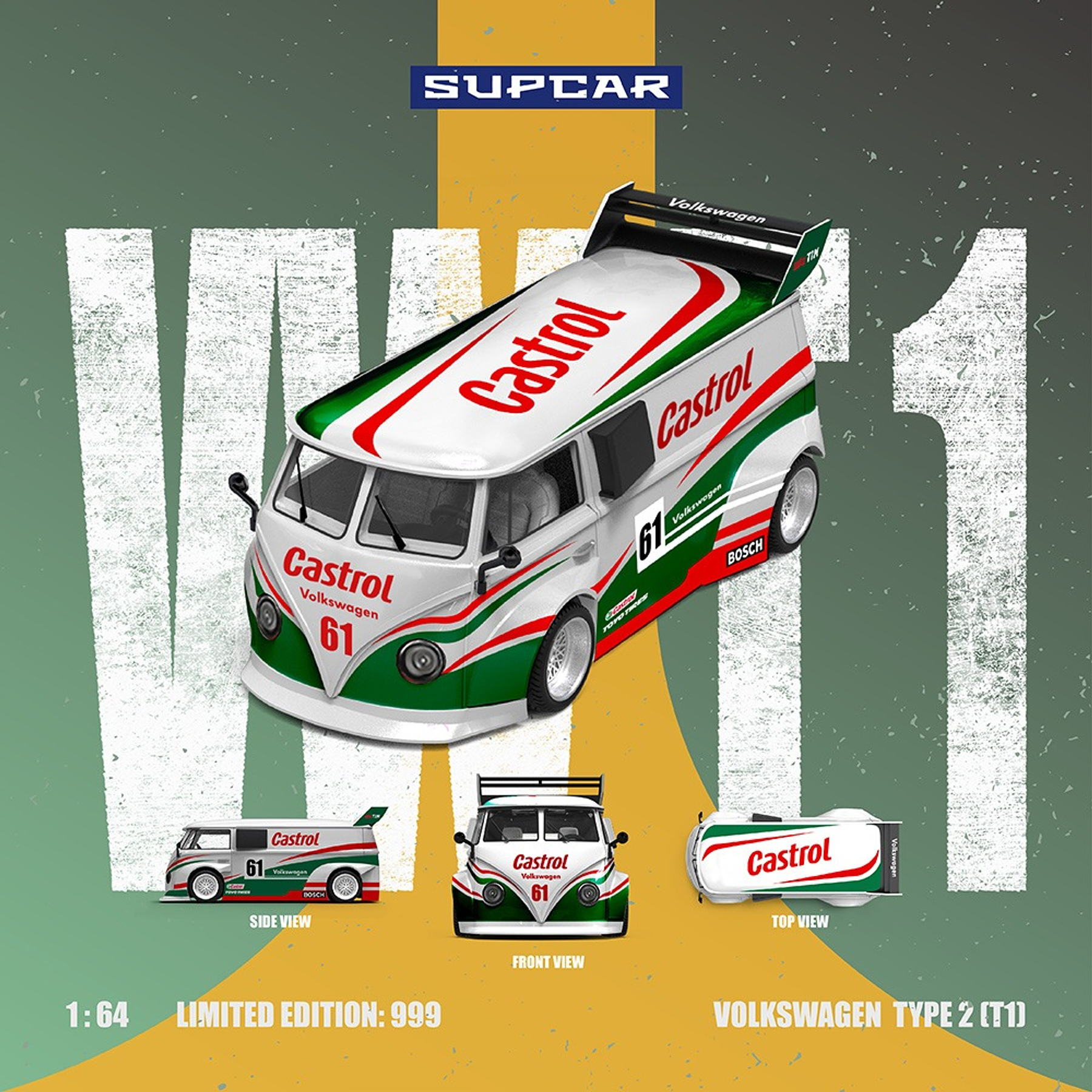 (PREVENTA) SupCar 1:64 Volkswagen T1 Castrol Model No. 61