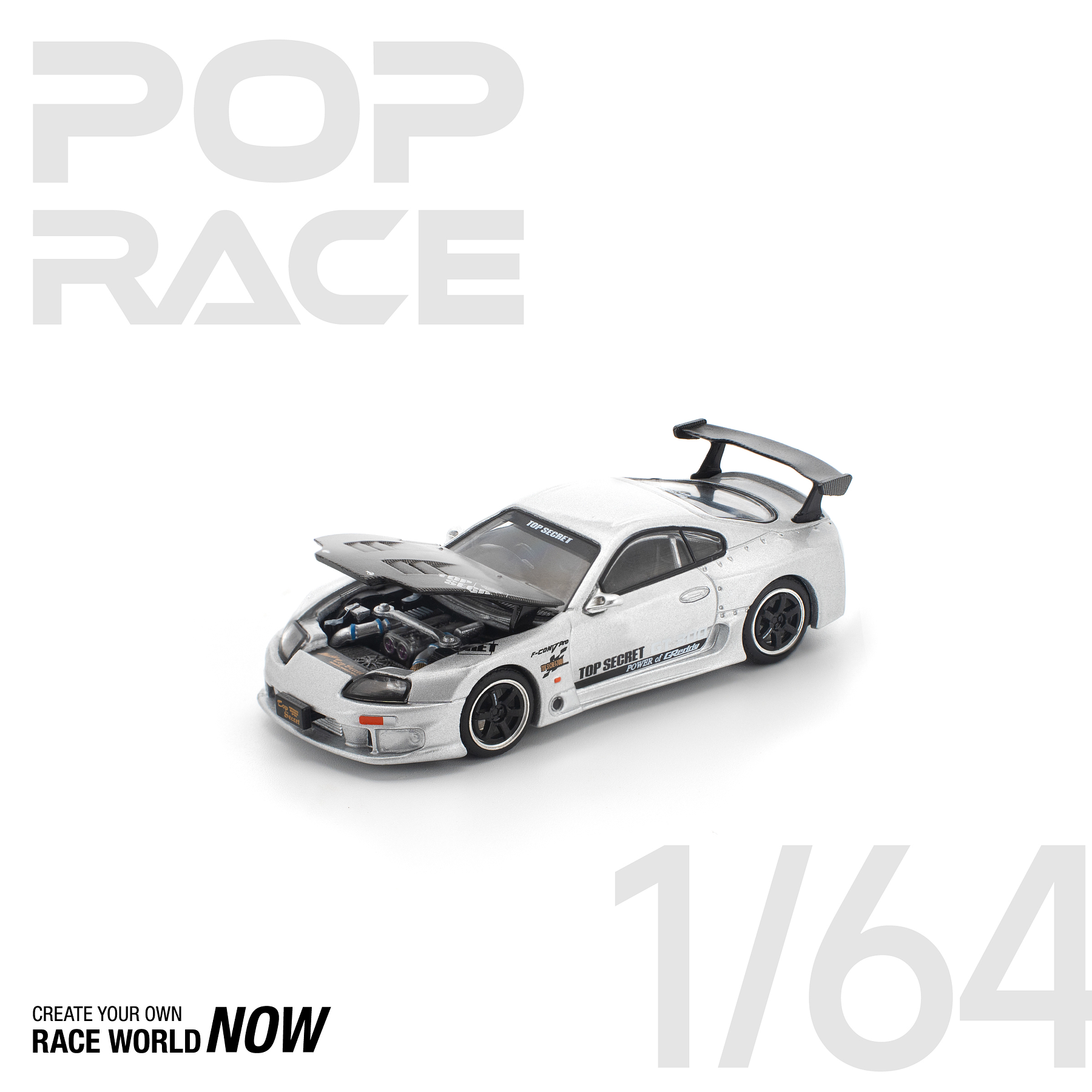 Pop Race 1:64 Top Secret GT300 Supra Silver.